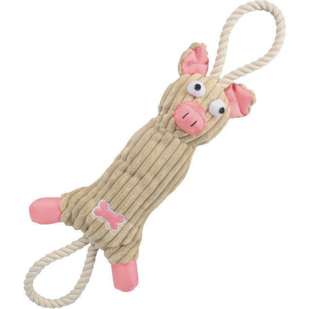 Pet Life ® 'Plush Cow' Natural Jute Rope and Squeak Tugging Plush Dog Toy - Image 3