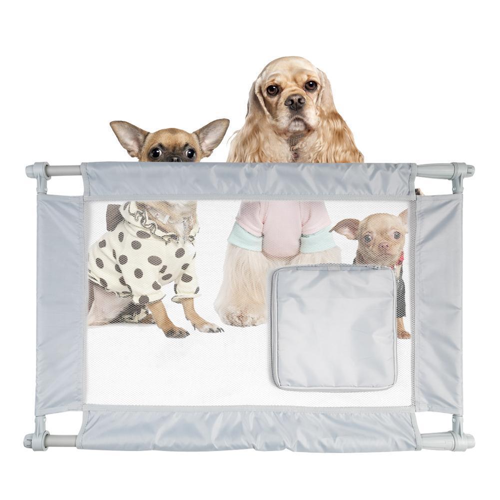 Pet Life ® 'Porta Gate' Anti-Drilling Nylon Mesh Collapsible Folding Travel Safety Pet Cat Dog Gate w/ Zippered Entrance - Image 3