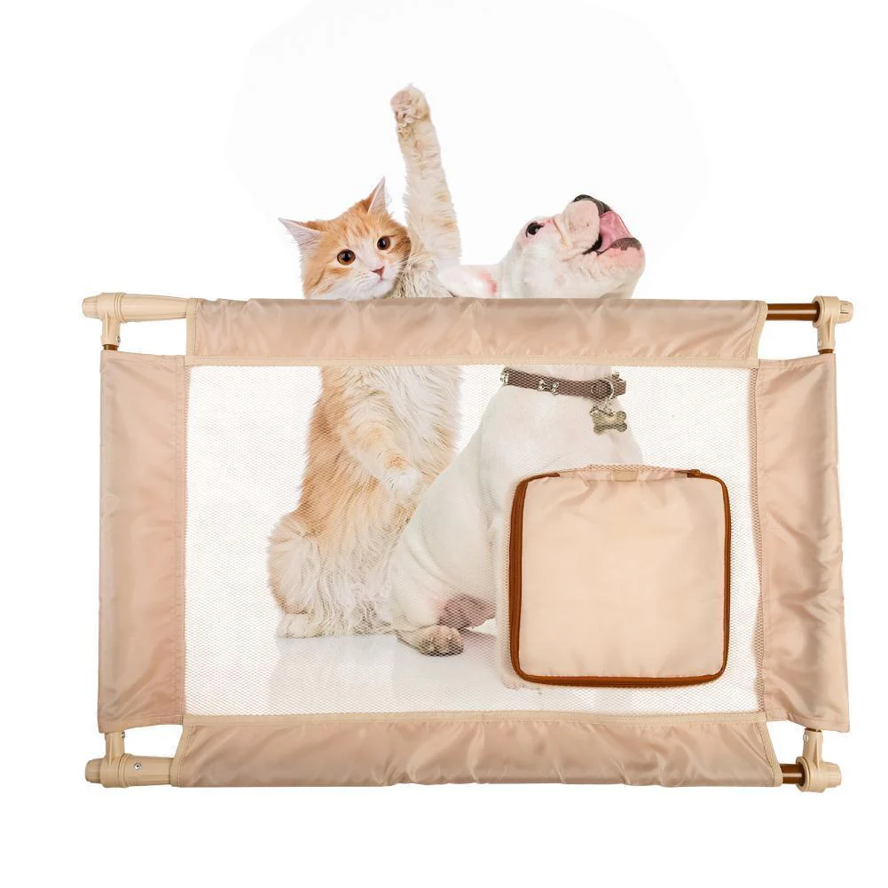 Pet Life ® 'Porta Gate' Anti-Drilling Nylon Mesh Collapsible Folding Travel Safety Pet Cat Dog Gate w/ Zippered Entrance - Image 4