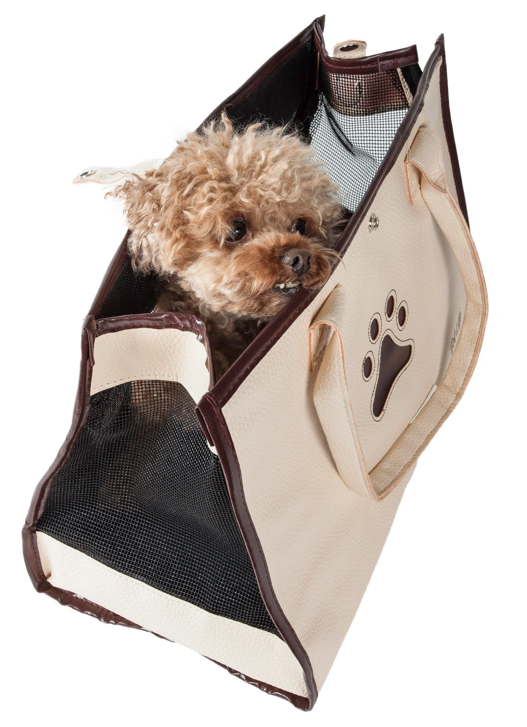 Pet Life ® 'Posh Paw' Elegant Leatherette Designer Fashion Travel Pet Dog Carrier Tote - Image 3