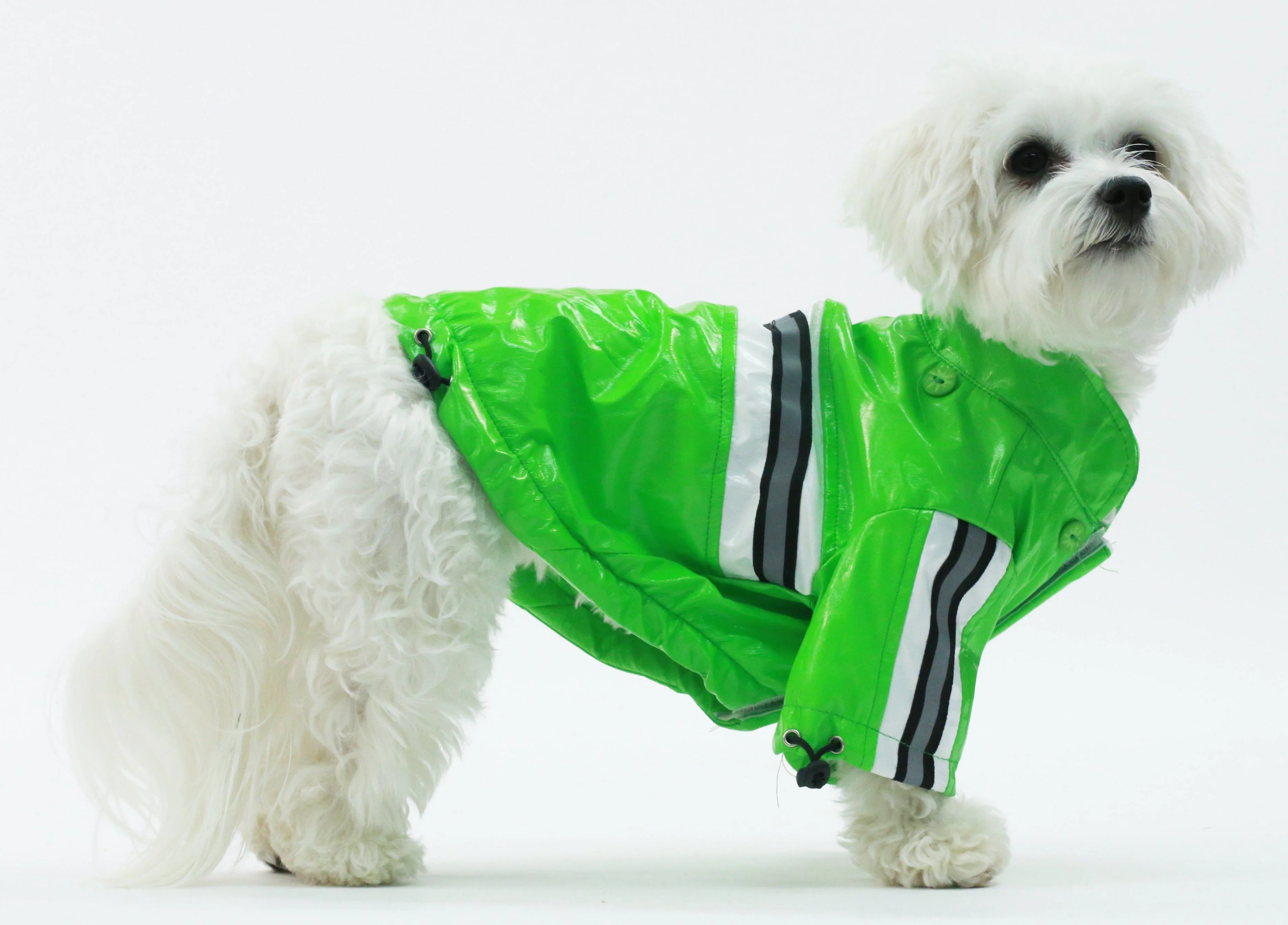 Pet Life ® 'Reflecta-Glow' Reflective Waterproof Adjustable Dog Raincoat Jacket w/ Removable Hood - Image 2