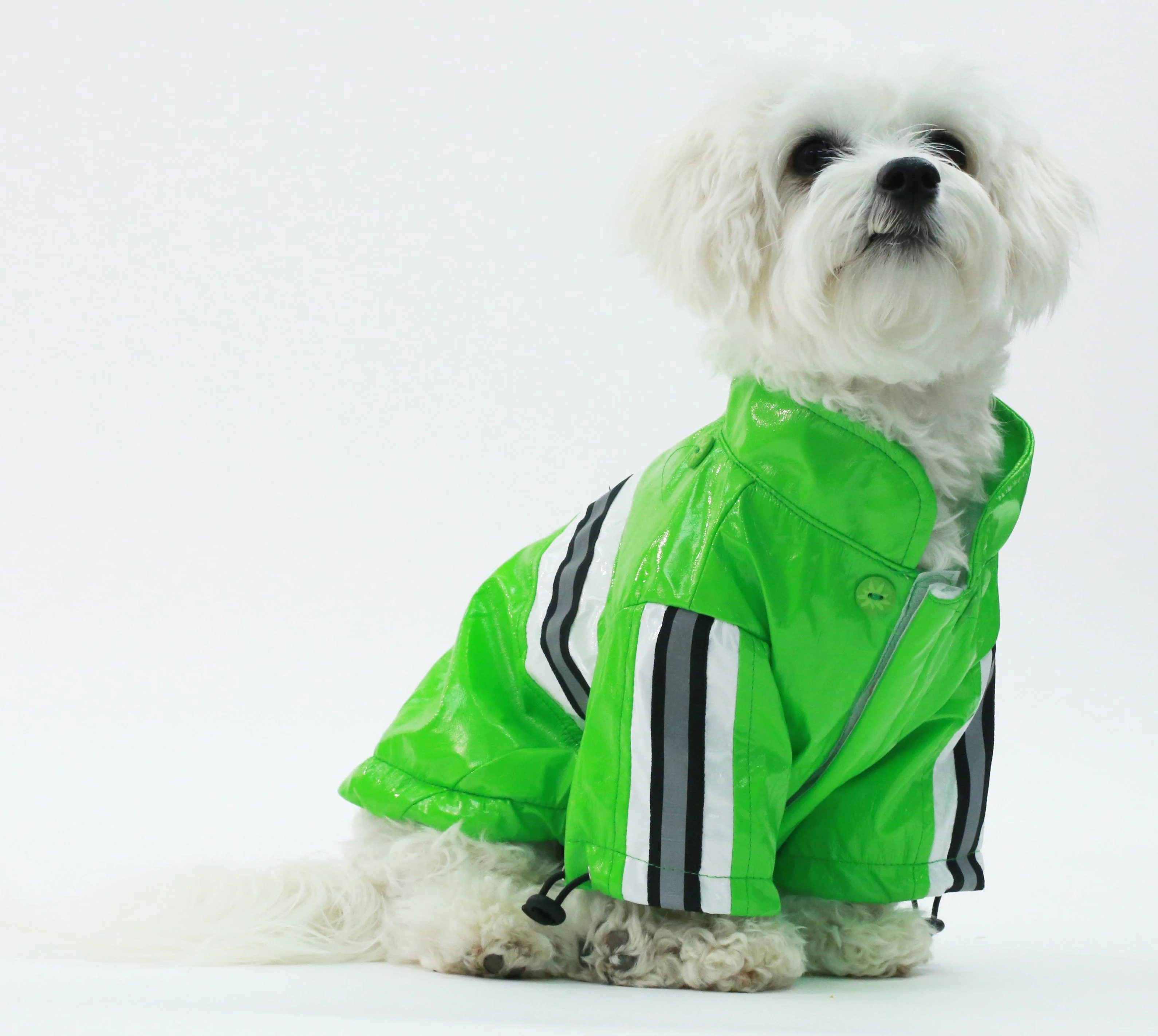 Pet Life ® 'Reflecta-Glow' Reflective Waterproof Adjustable Dog Raincoat Jacket w/ Removable Hood - Image 7