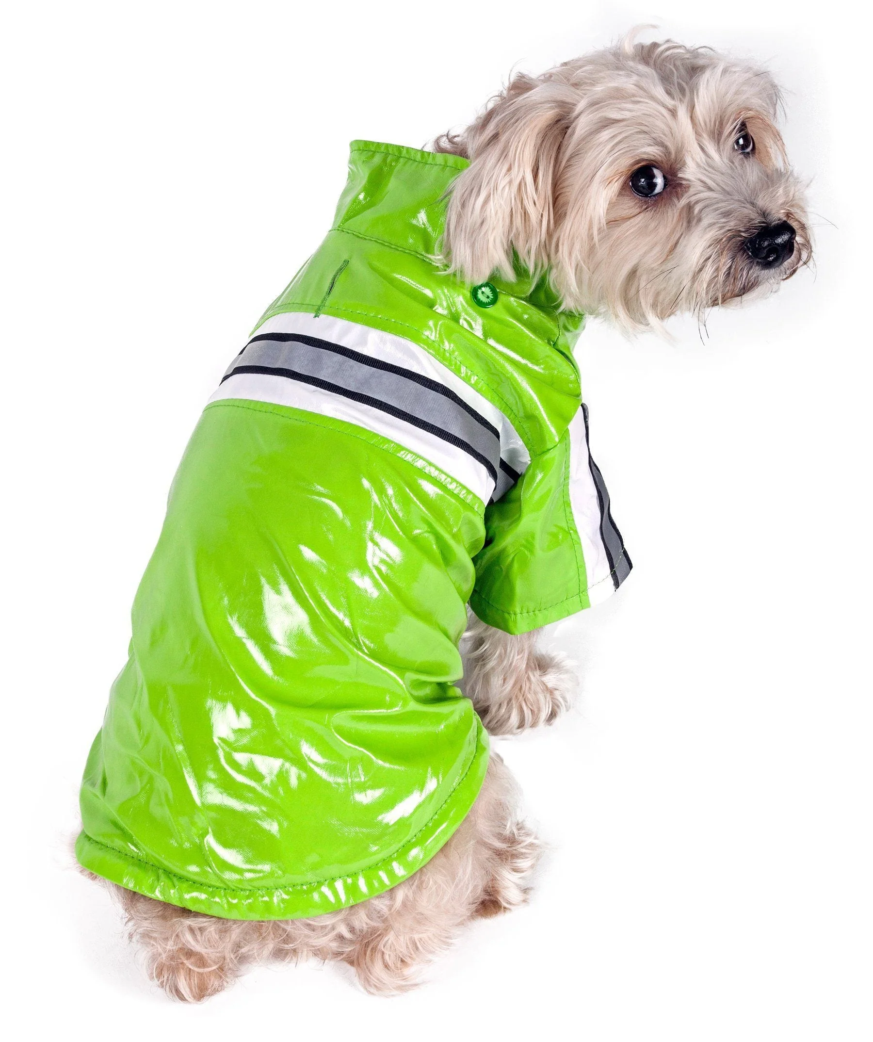 Pet Life ® 'Reflecta-Glow' Reflective Waterproof Adjustable Dog Raincoat Jacket w/ Removable Hood - Image 8