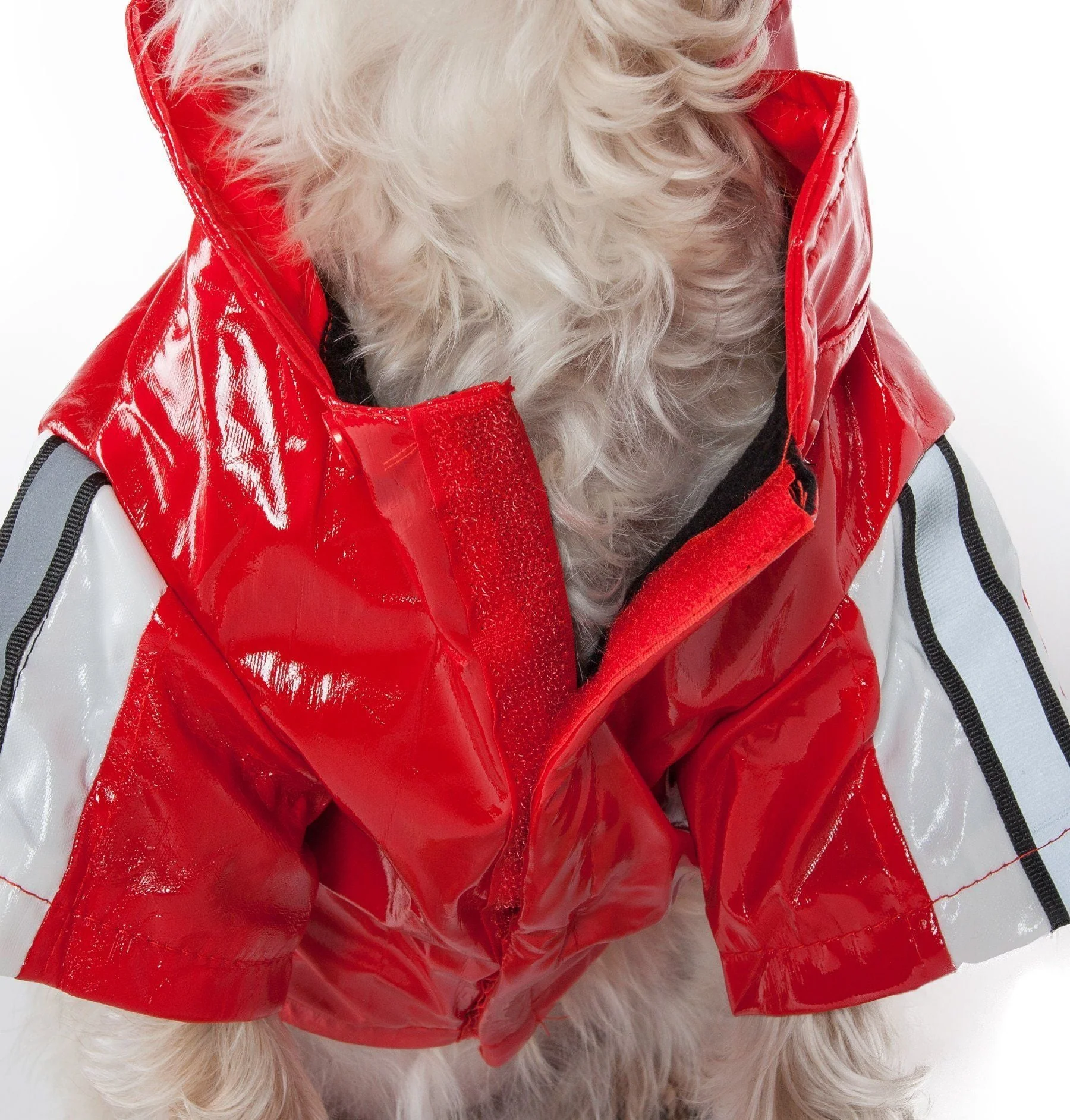 Pet Life ® 'Reflecta-Glow' Reflective Waterproof Adjustable Dog Raincoat Jacket w/ Removable Hood - Image 9