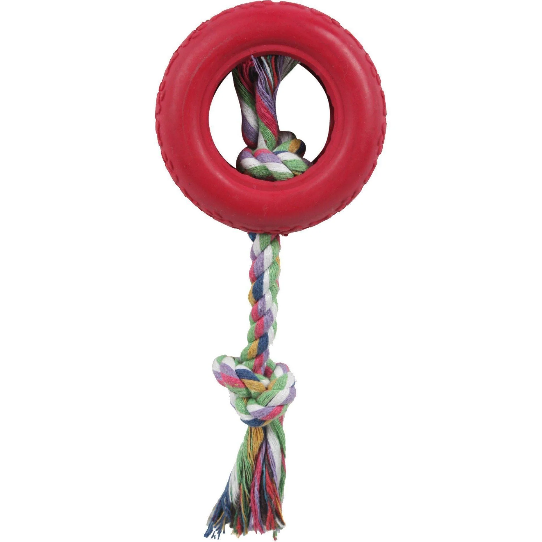 Pet Life ® Rubberized Chew Jute Rope and Tire Pet Dog Toy - Image 2