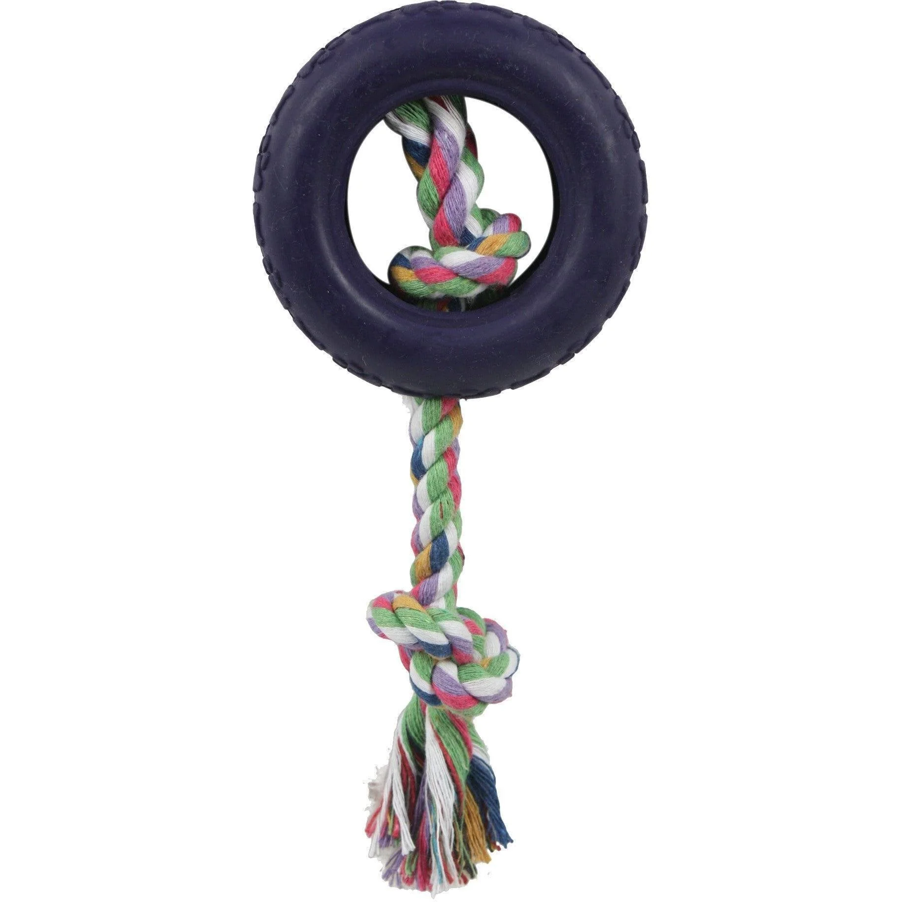 Pet Life ® Rubberized Chew Jute Rope and Tire Pet Dog Toy - Image 3