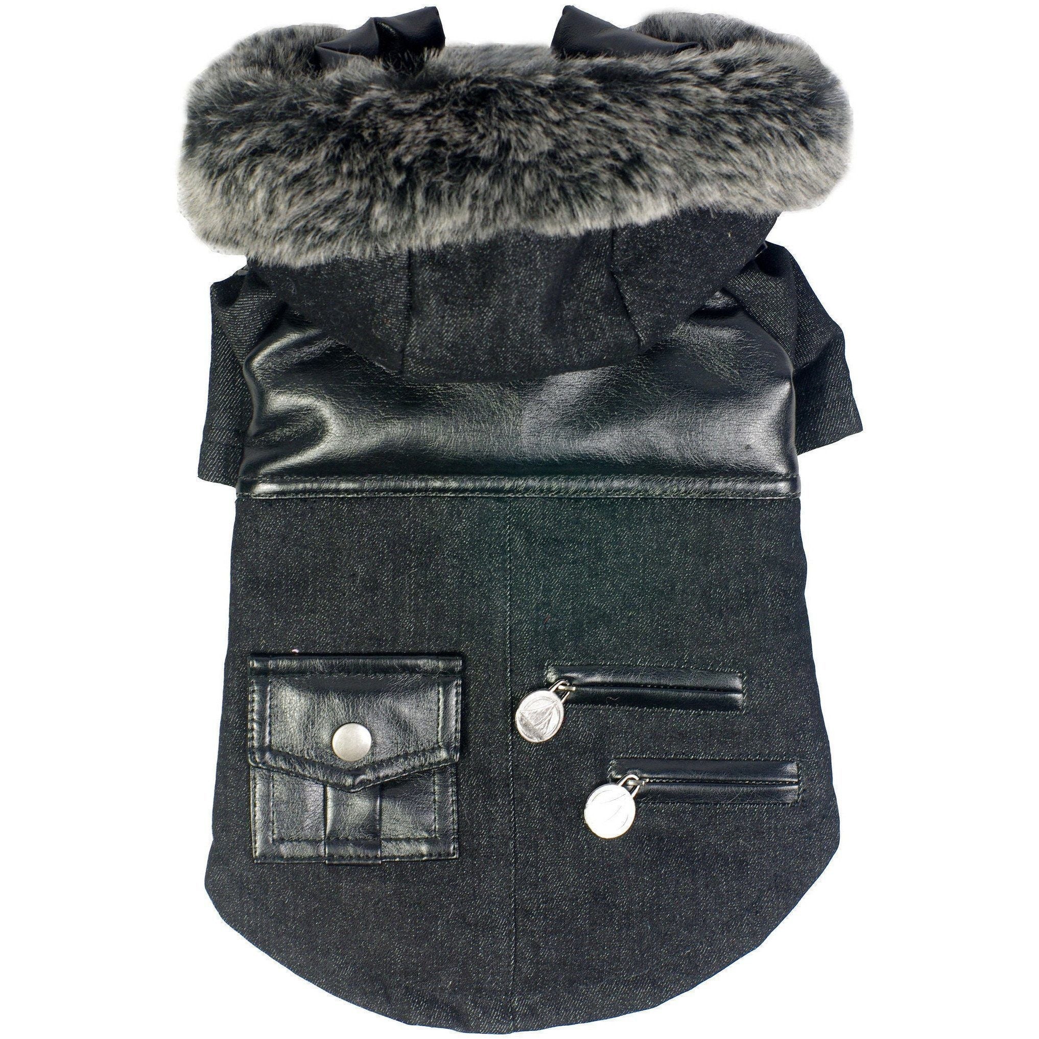 Pet Life ® 'Ruff-Choppered' Denim Fashioned Wool Dog Coat Jacket - Image 2