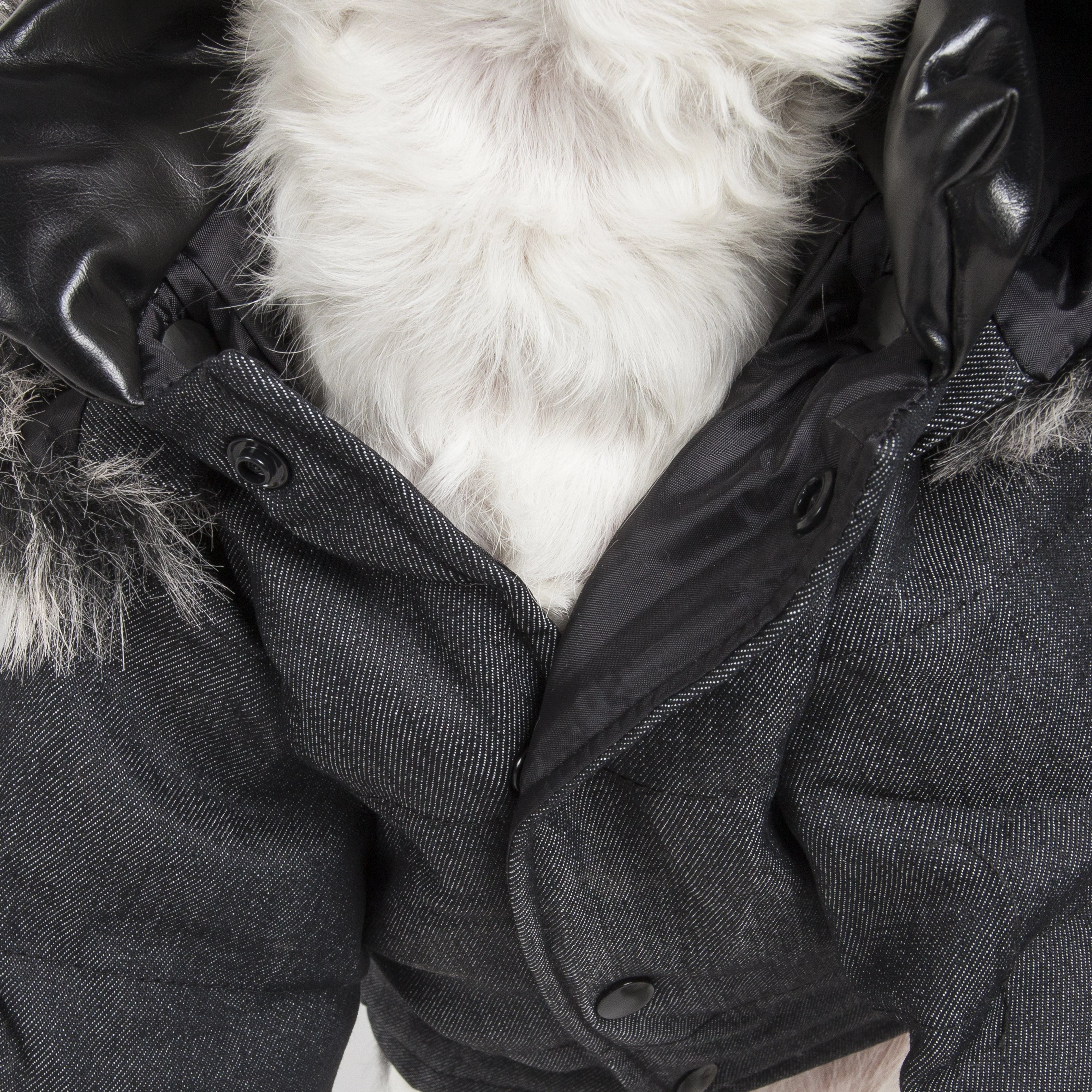 Pet Life ® 'Ruff-Choppered' Denim Fashioned Wool Dog Coat Jacket - Image 4