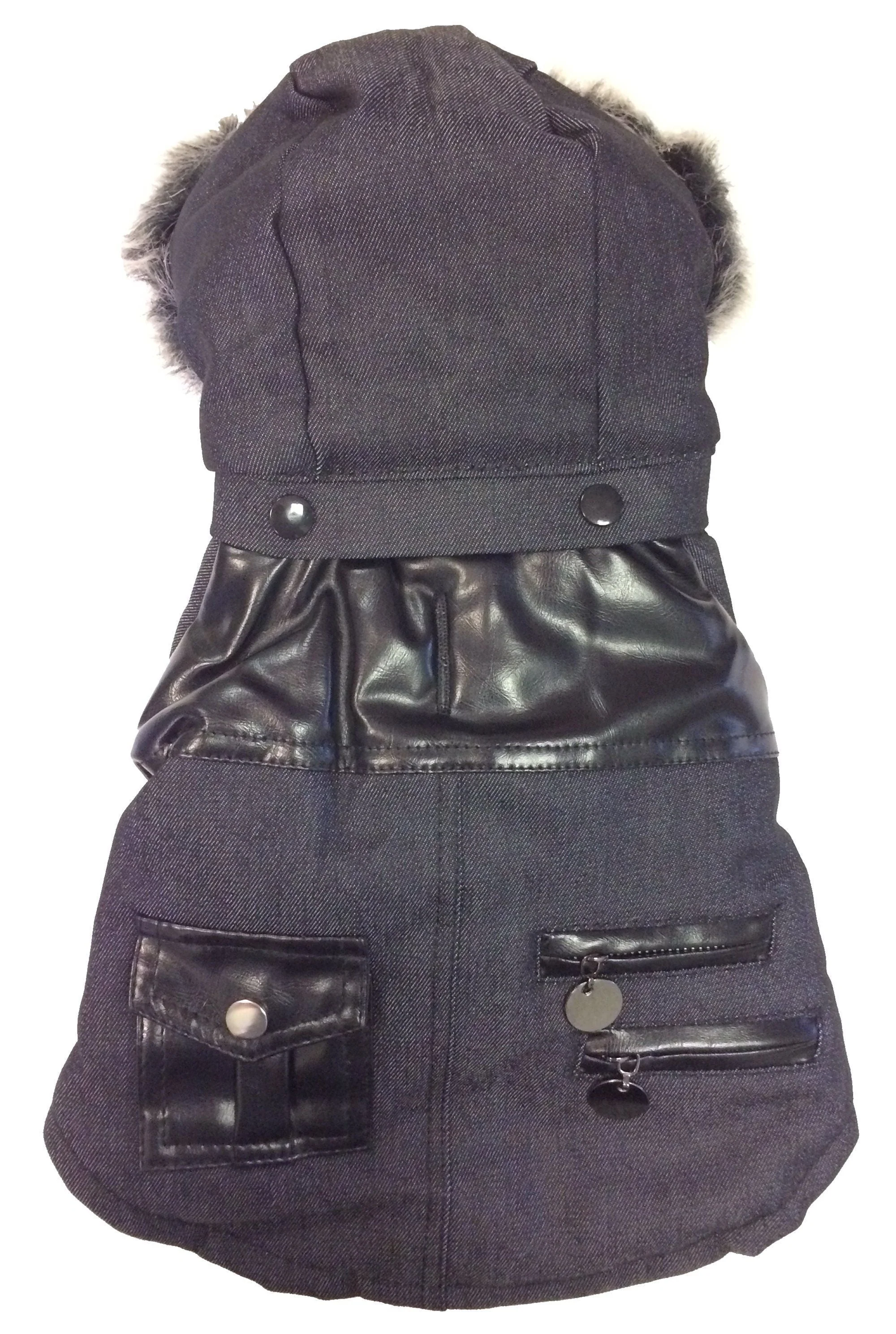 Pet Life ® 'Ruff-Choppered' Denim Fashioned Wool Dog Coat Jacket - Image 6