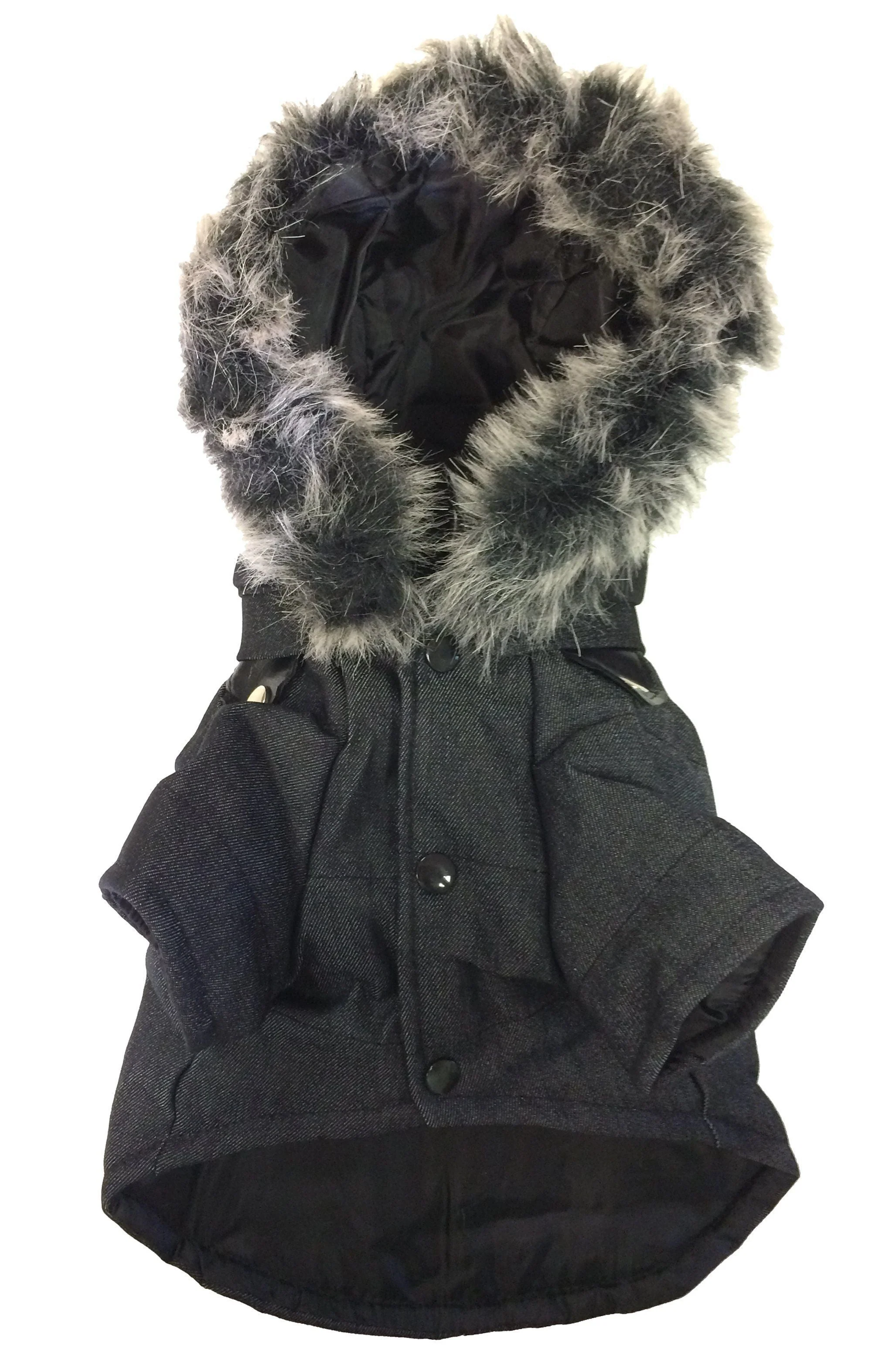 Pet Life ® 'Ruff-Choppered' Denim Fashioned Wool Dog Coat Jacket - Image 7