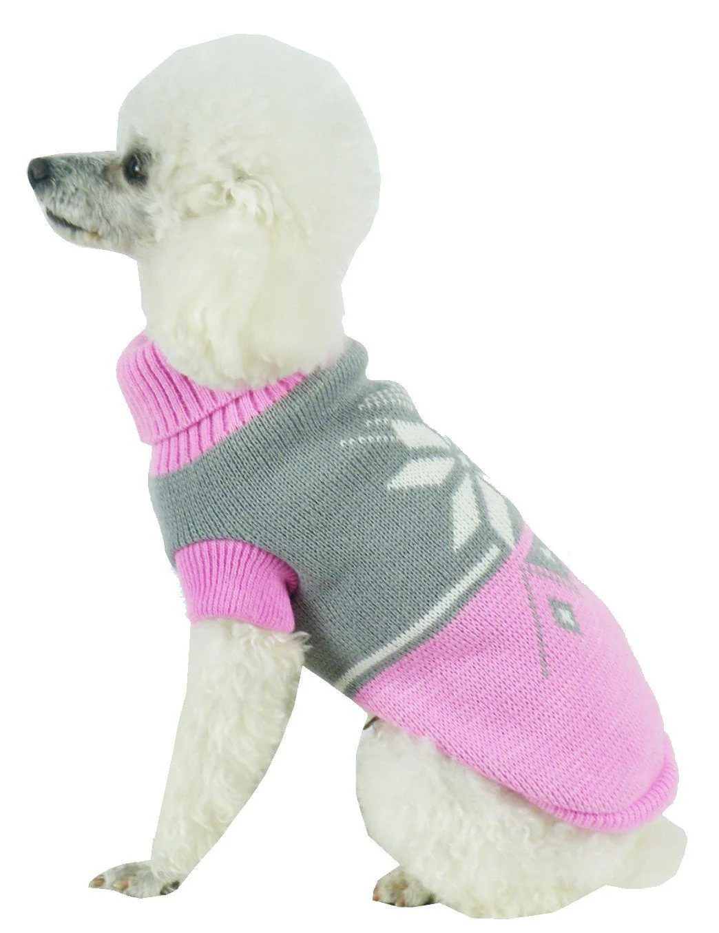 Pet Life ® Snow Flake Cable-Knitted Ribbed Fashion Turtle Neck Dog Sweater - Image 2