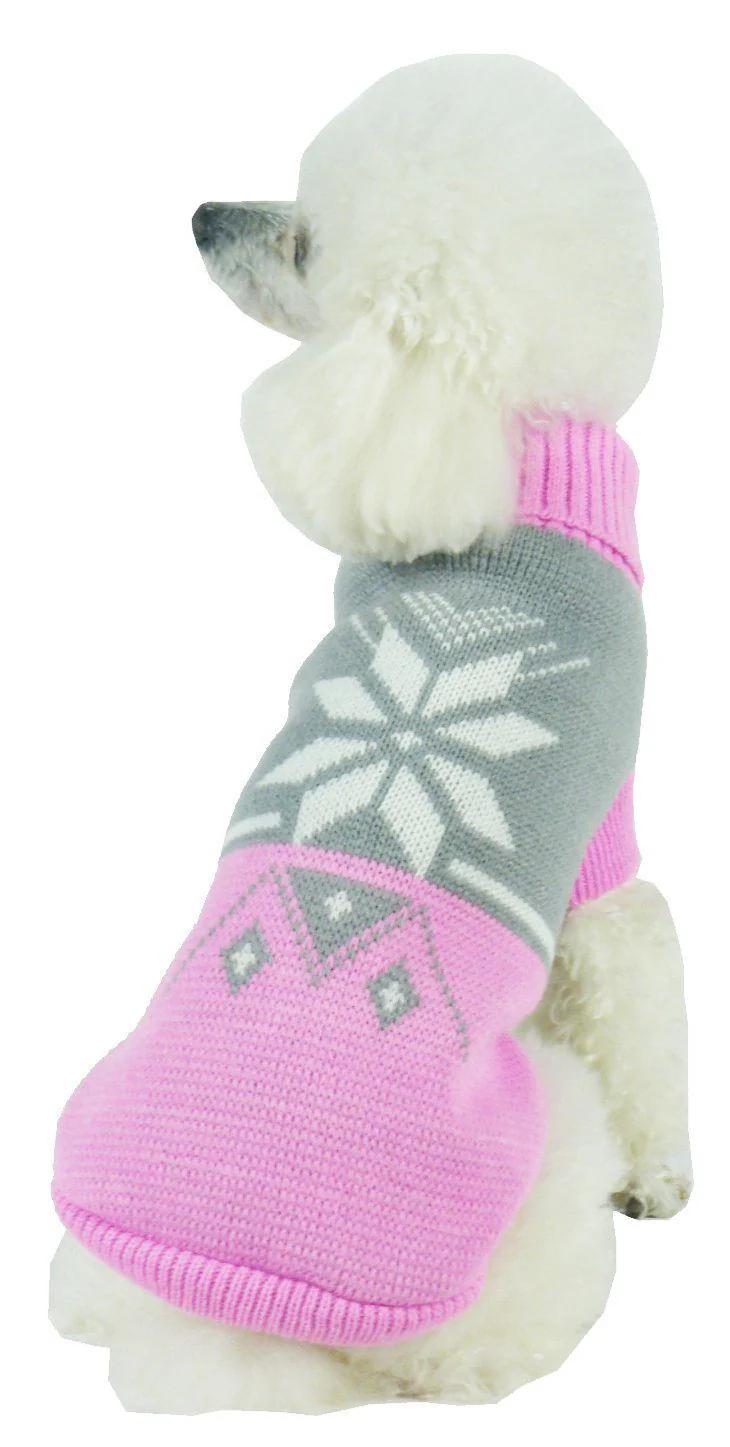 Pet Life ® Snow Flake Cable-Knitted Ribbed Fashion Turtle Neck Dog Sweater - Image 9