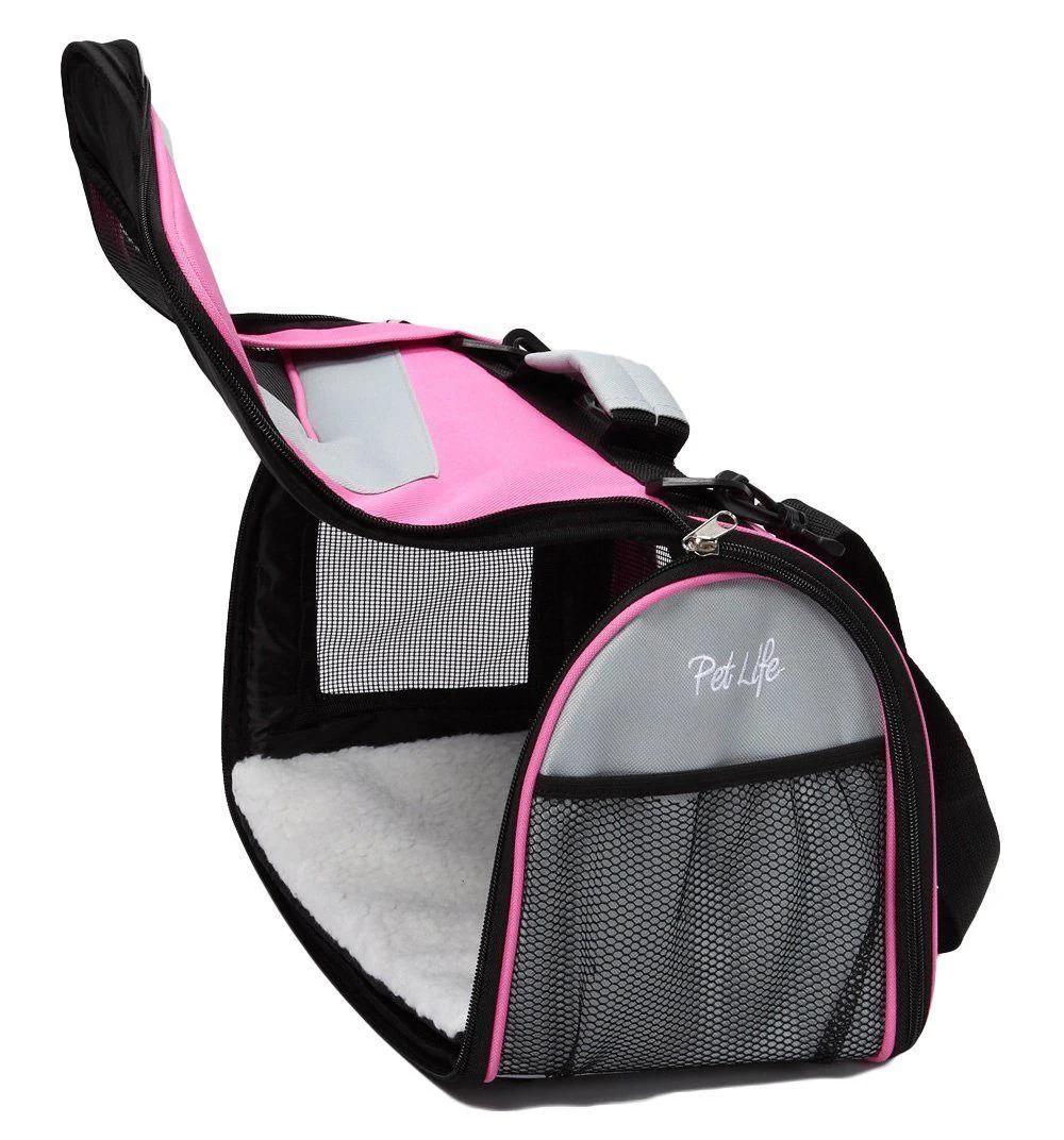 Pet Life ® Sporty Mesh Airline Approved Zippered Folding Collapsible Travel Pet Dog Carrier - Image 17