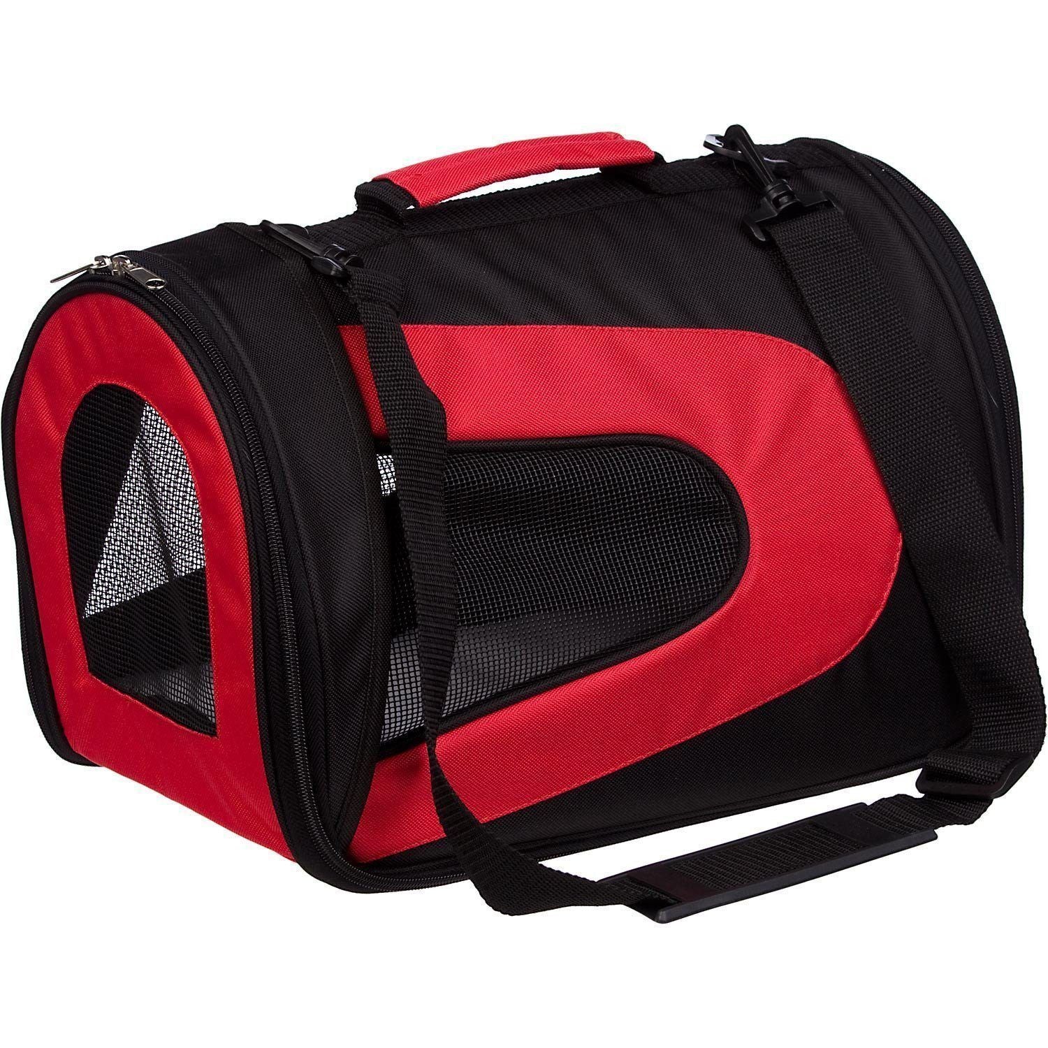 Pet Life ® Sporty Mesh Airline Approved Zippered Folding Collapsible Travel Pet Dog Carrier - Image 7