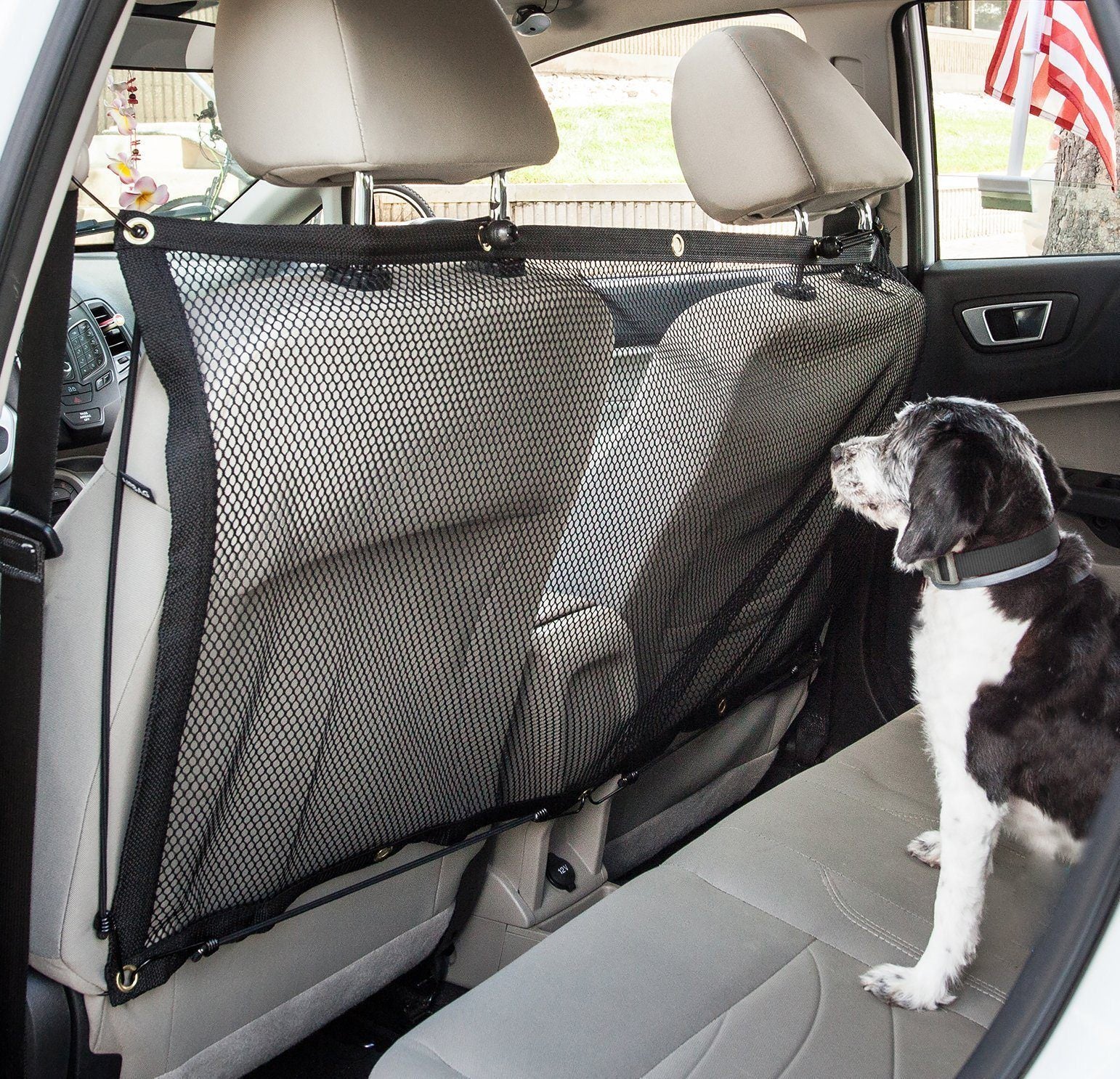 Pet Life ® Squared 'Easy-Hook' Backseat Mesh Folding Dog Cat Child Car Seat Carseat Safety Barrier - Image 2