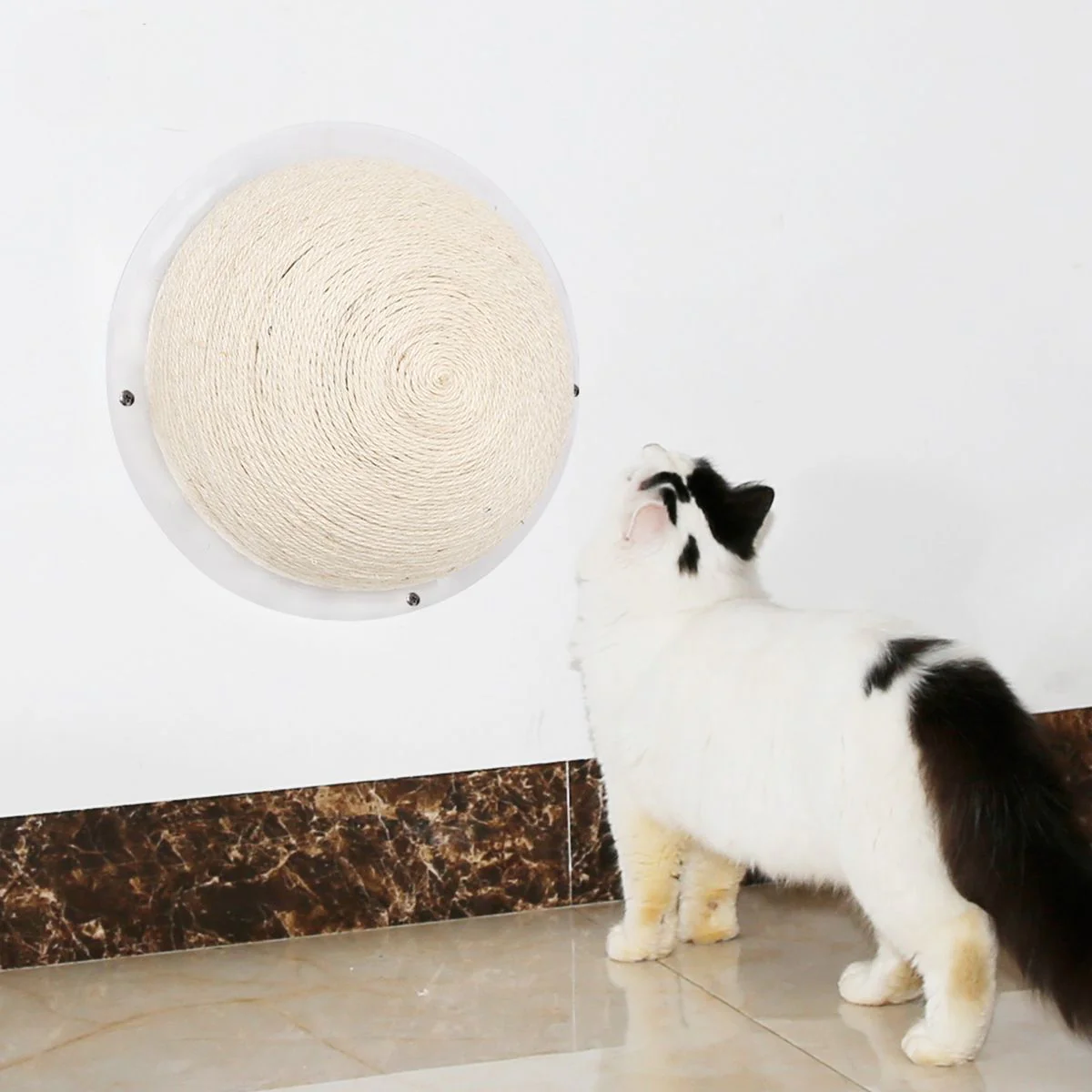 Pet Life ® 'Stick N' Claw' Sisal Rope and Toy Suction Cup Circular Cat Scratcher - Image 7