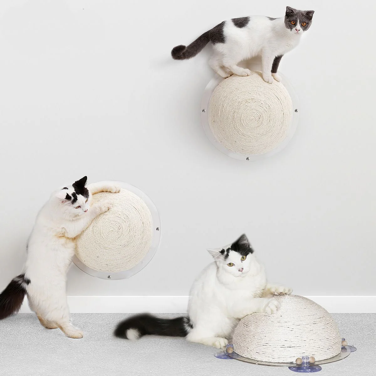 Pet Life ® 'Stick N' Claw' Sisal Rope and Toy Suction Cup Circular Cat Scratcher - Image 8