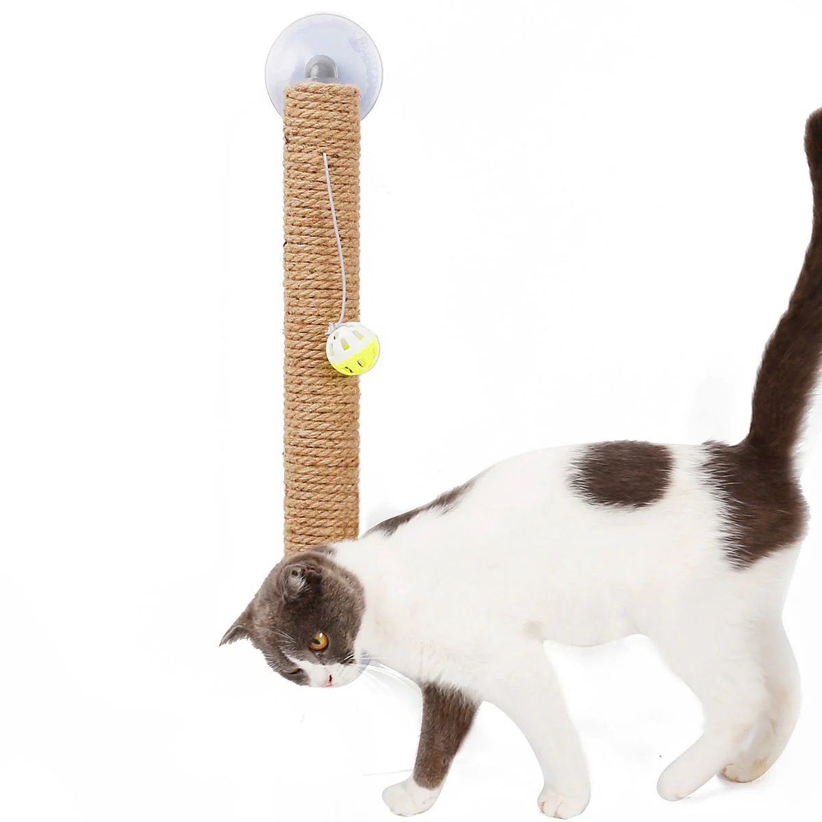 Pet Life ® 'Stick N' Claw' Sisal Rope and Toy Suction Cup Stick Shaped Cat Scratcher - Image 4