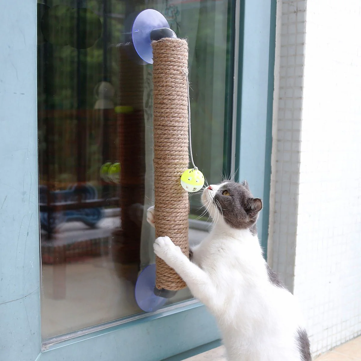 Pet Life ® 'Stick N' Claw' Sisal Rope and Toy Suction Cup Stick Shaped Cat Scratcher - Image 7