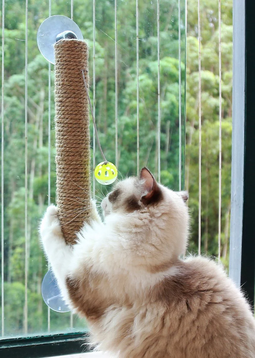 Pet Life ® 'Stick N' Claw' Sisal Rope and Toy Suction Cup Stick Shaped Cat Scratcher - Image 8