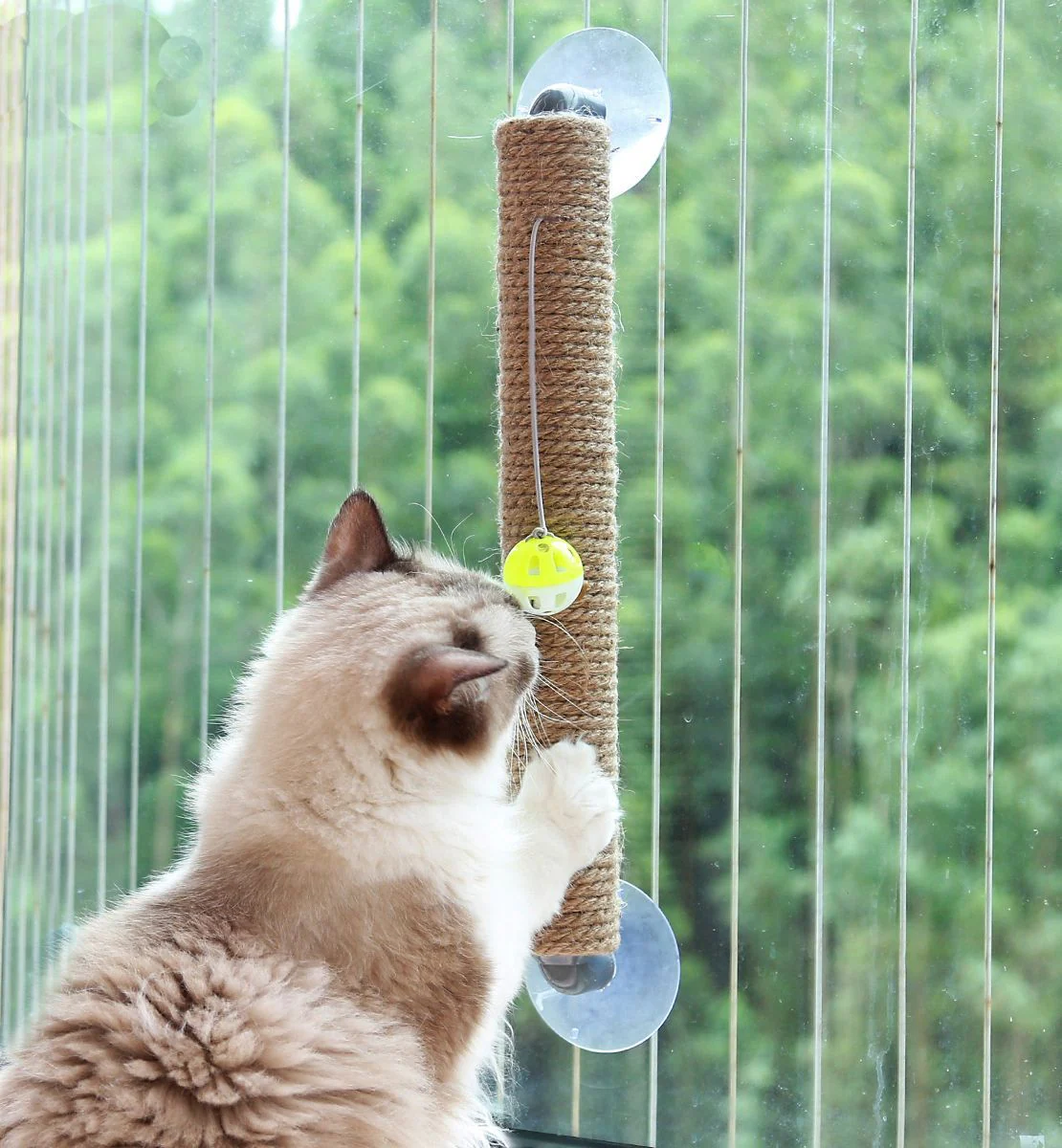 Pet Life ® 'Stick N' Claw' Sisal Rope and Toy Suction Cup Stick Shaped Cat Scratcher - Image 9