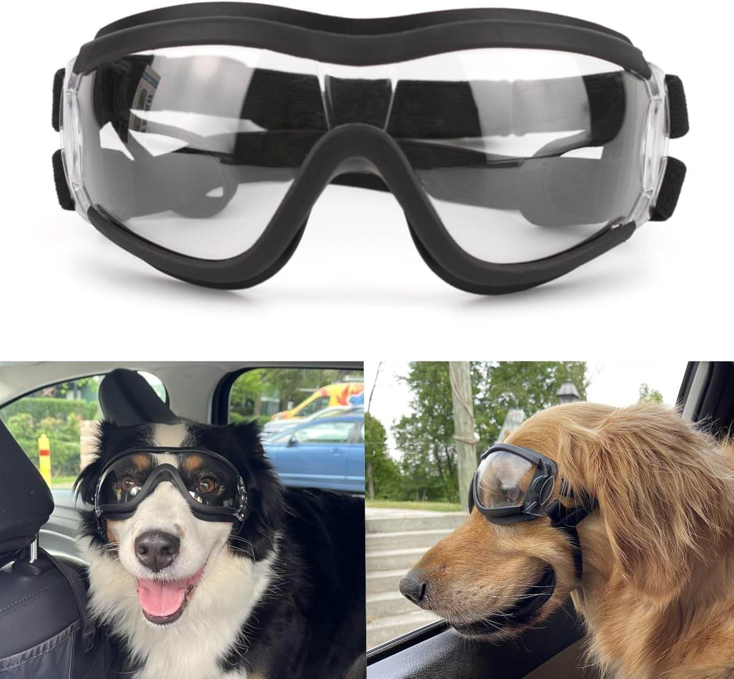 PETLESO Dog Goggles Large Breed, Large Dog Sunglasses Eye Protection for Dogs Windproof Goggles for Medium Large Dog Riding Biking Driving, Black - Image 10