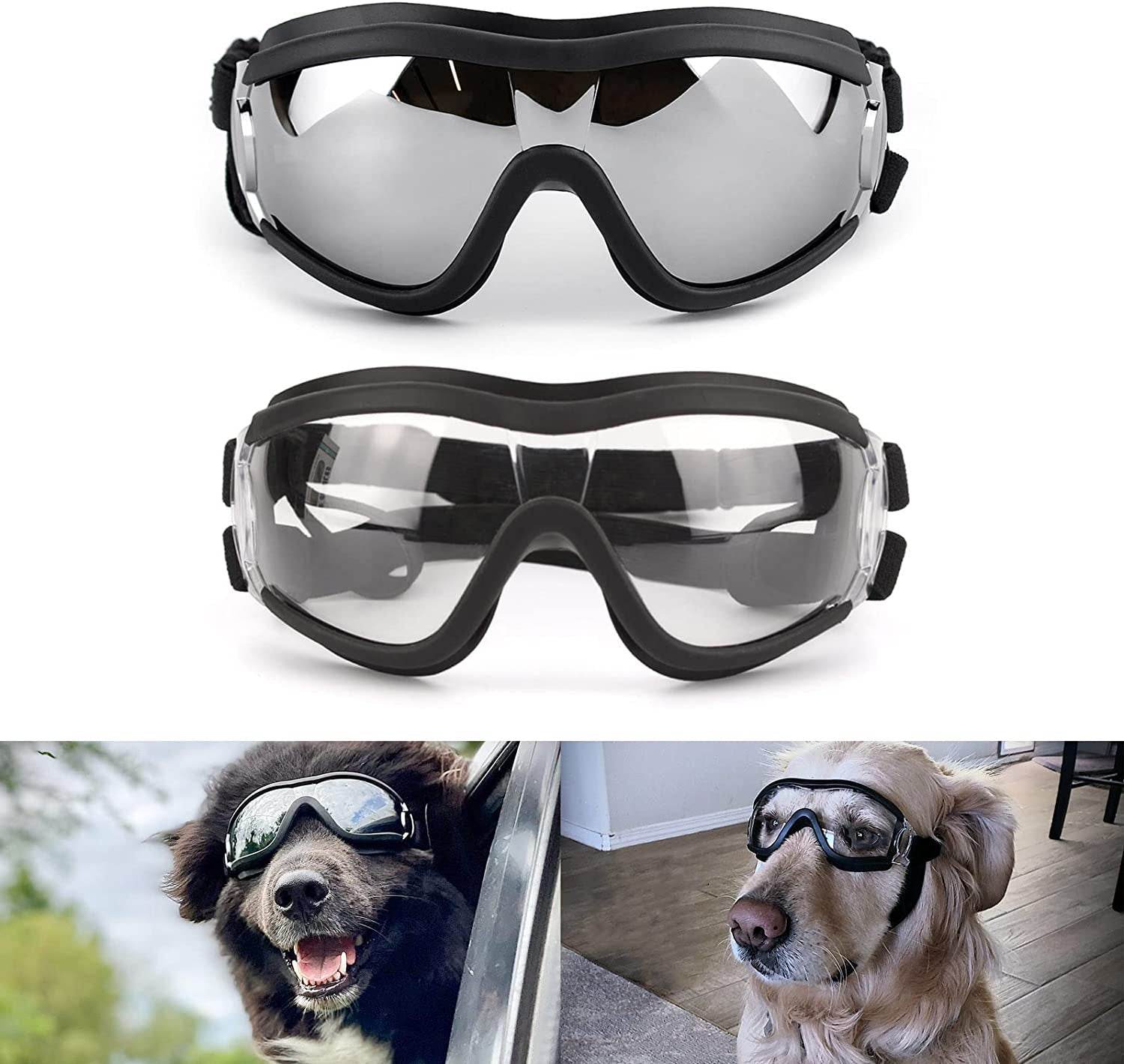 PETLESO Dog Goggles Large Breed, Large Dog Sunglasses Eye Protection for Dogs Windproof Goggles for Medium Large Dog Riding Biking Driving, Black - Image 7