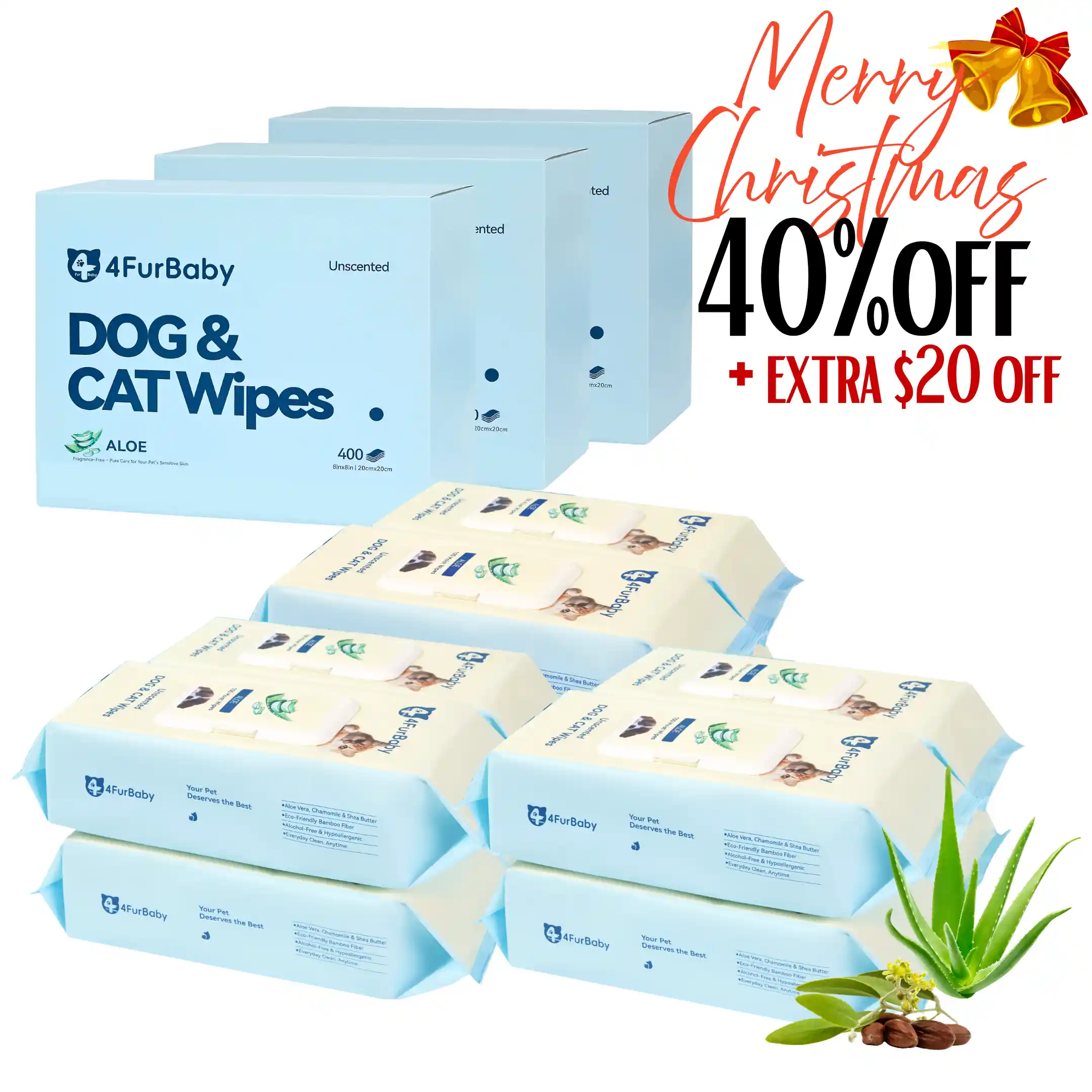 Plant-Based Pet Wipes for Dogs & Cats – Hypoallergenic, Gentle, Cleaning & Hydrating for Paws, Body & Butt – Daily Grooming Use – 400 Count - Image 2