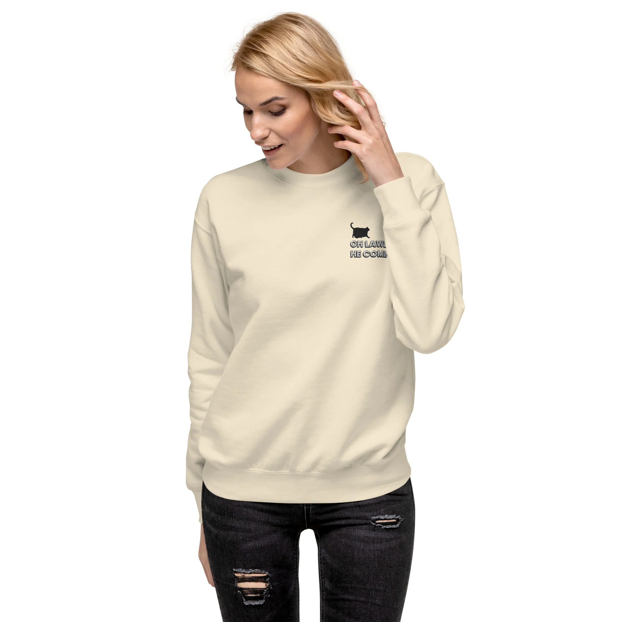 Premium Embroidered Chonky Cat Sweatshirt – Oh Lawd, Luxe Comin’ - Image 10