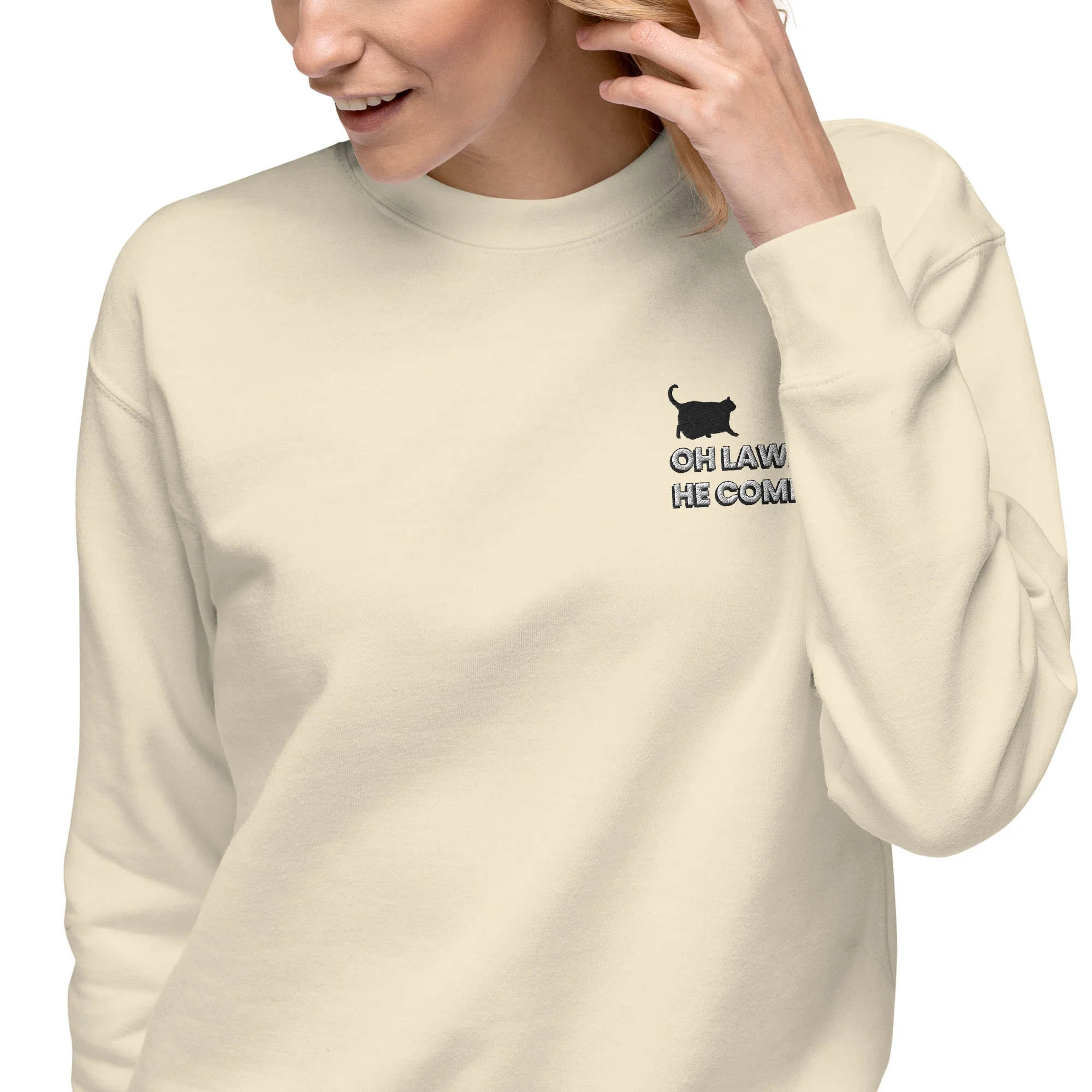Premium Embroidered Chonky Cat Sweatshirt – Oh Lawd, Luxe Comin’ - Image 11
