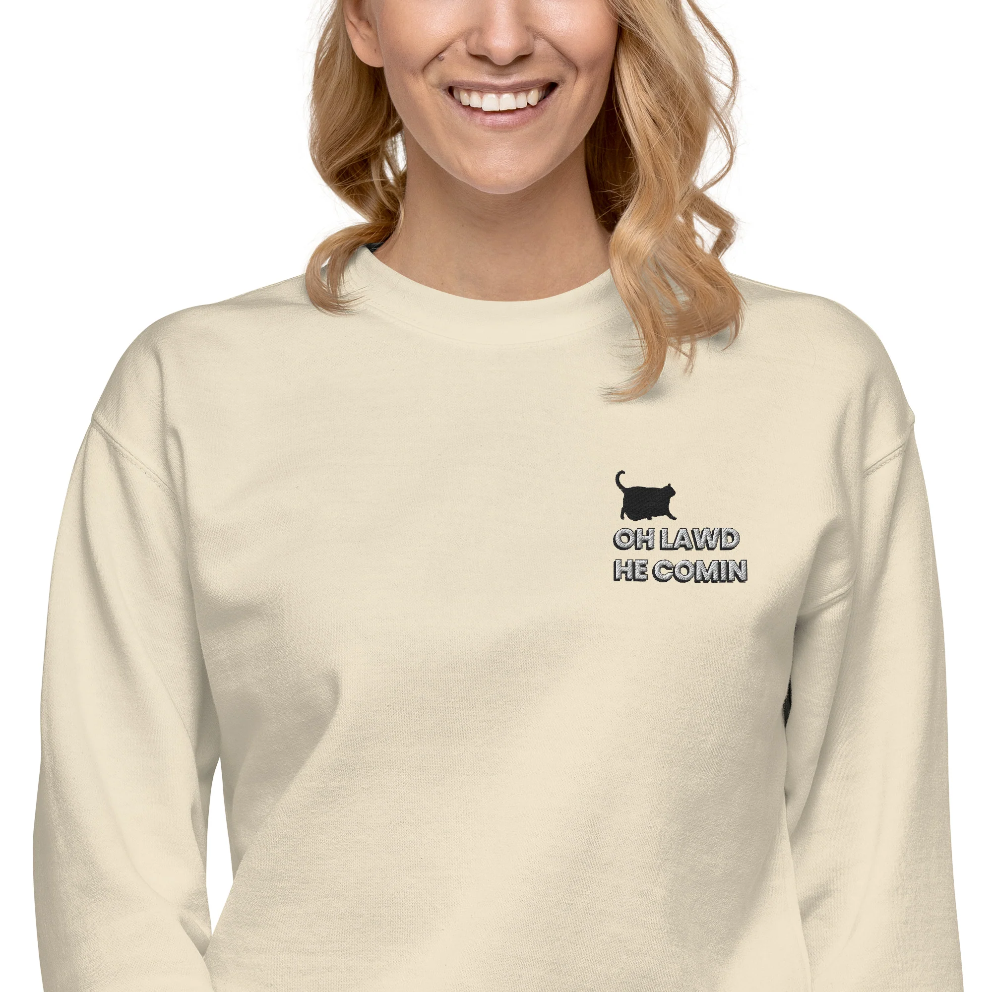 Premium Embroidered Chonky Cat Sweatshirt – Oh Lawd, Luxe Comin’ - Image 12