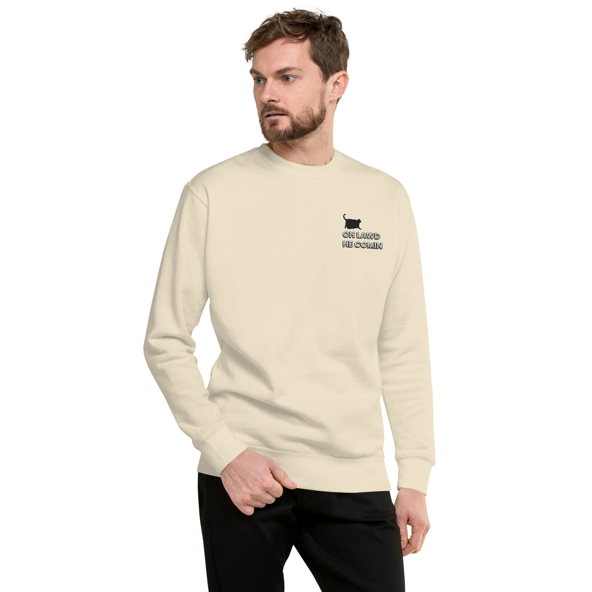 Premium Embroidered Chonky Cat Sweatshirt – Oh Lawd, Luxe Comin’ - Image 14