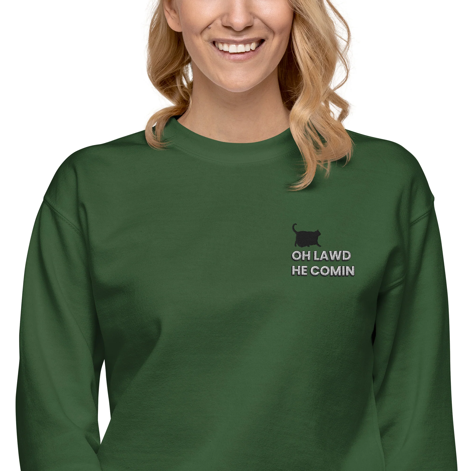 Premium Embroidered Chonky Cat Sweatshirt – Oh Lawd, Luxe Comin’ - Image 3