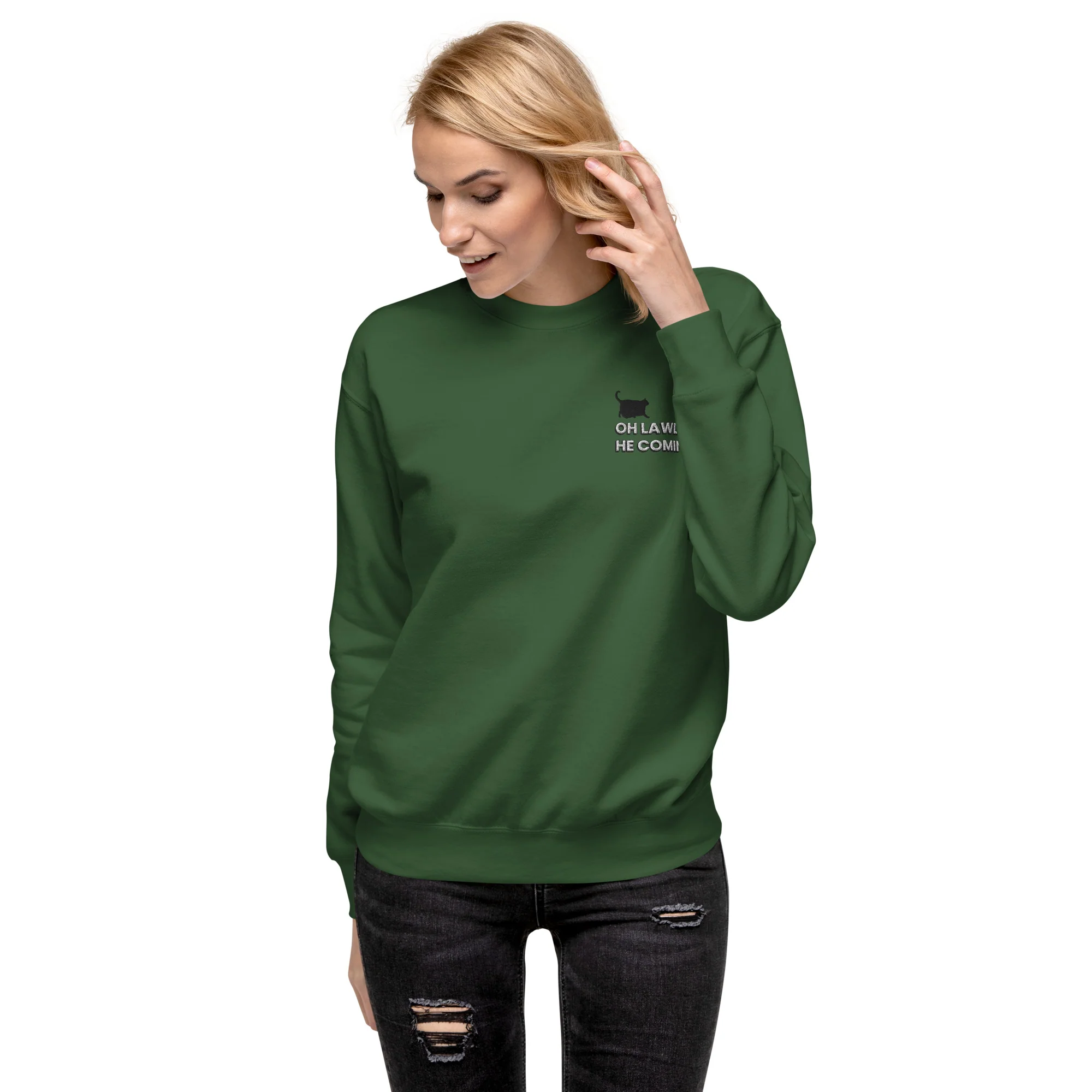 Premium Embroidered Chonky Cat Sweatshirt – Oh Lawd, Luxe Comin’ - Image 4