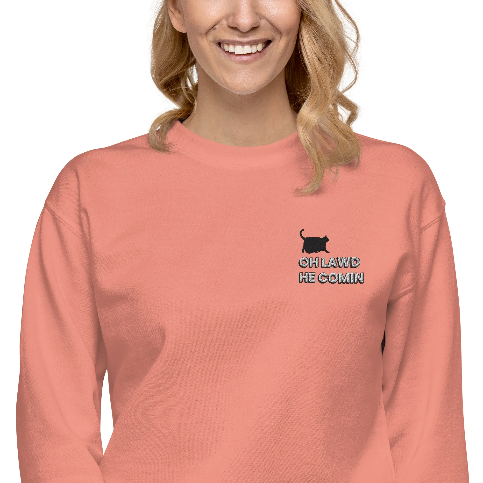 Premium Embroidered Chonky Cat Sweatshirt – Oh Lawd, Luxe Comin’ - Image 6