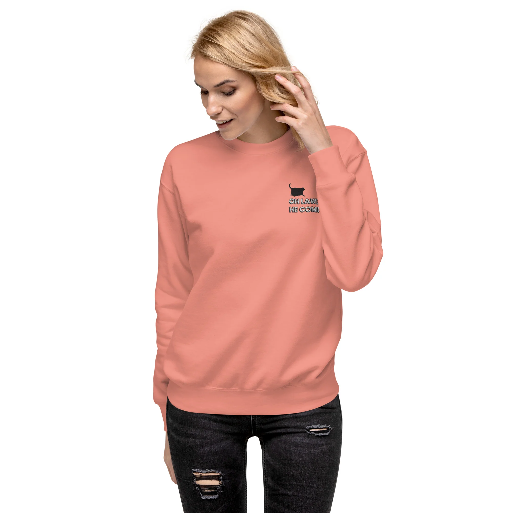 Premium Embroidered Chonky Cat Sweatshirt – Oh Lawd, Luxe Comin’ - Image 7