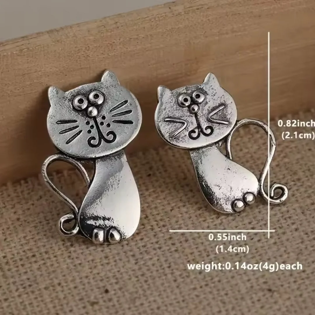 Quirky Cat Rustic Metal Earrings - Image 5