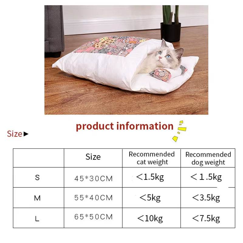 Removable Dog Cat Bed Cat Sleeping Bag Sofas Mat Winter Warm Cat House Small Pet Bed Puppy Kennel Nest Cushion Pet Sofa Products - Image 4
