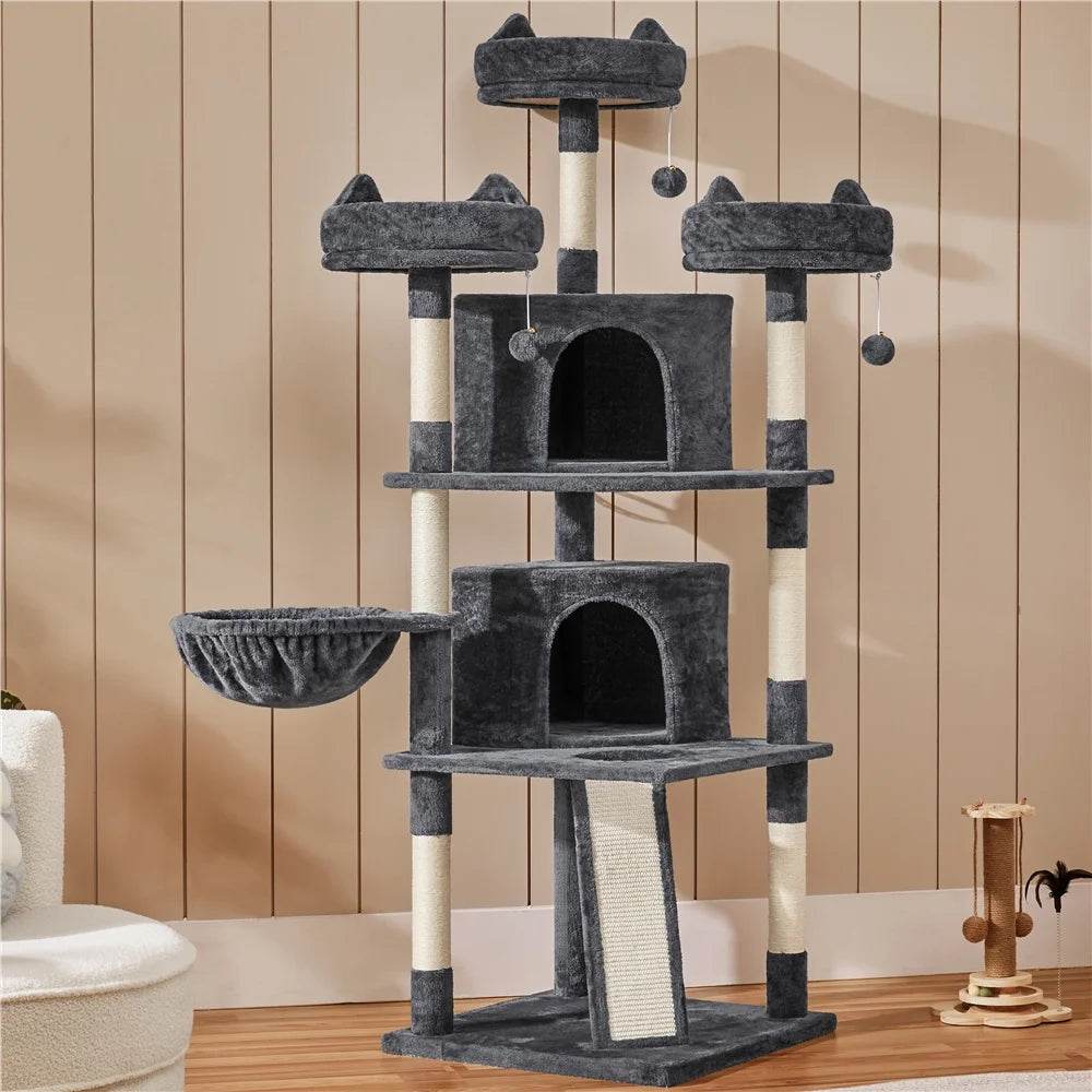 Renwick 69in Large Cat Tree Tower with Condos & Scratching Board - Dark Gray - Image 3