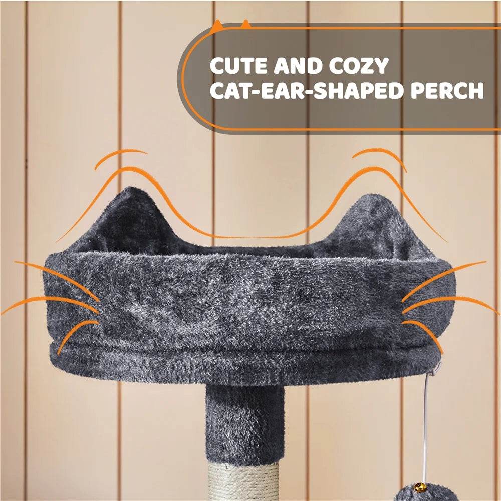 Renwick 69in Large Cat Tree Tower with Condos & Scratching Board - Dark Gray - Image 4