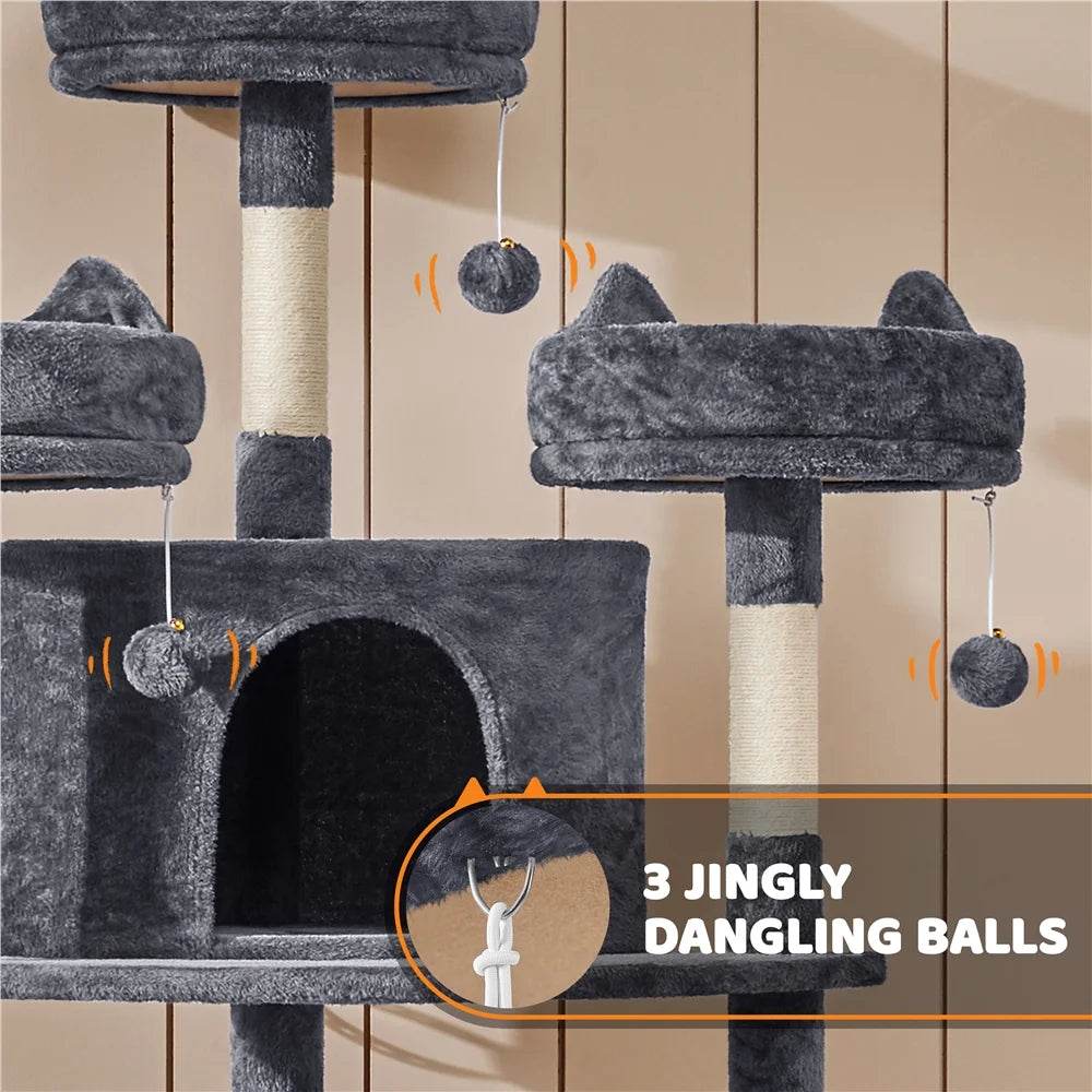 Renwick 69in Large Cat Tree Tower with Condos & Scratching Board - Dark Gray - Image 5