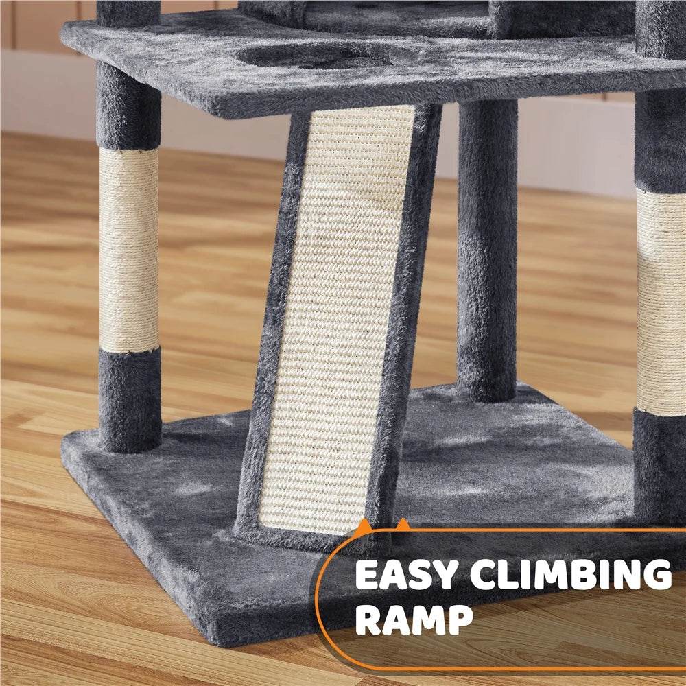 Renwick 69in Large Cat Tree Tower with Condos & Scratching Board - Dark Gray - Image 6