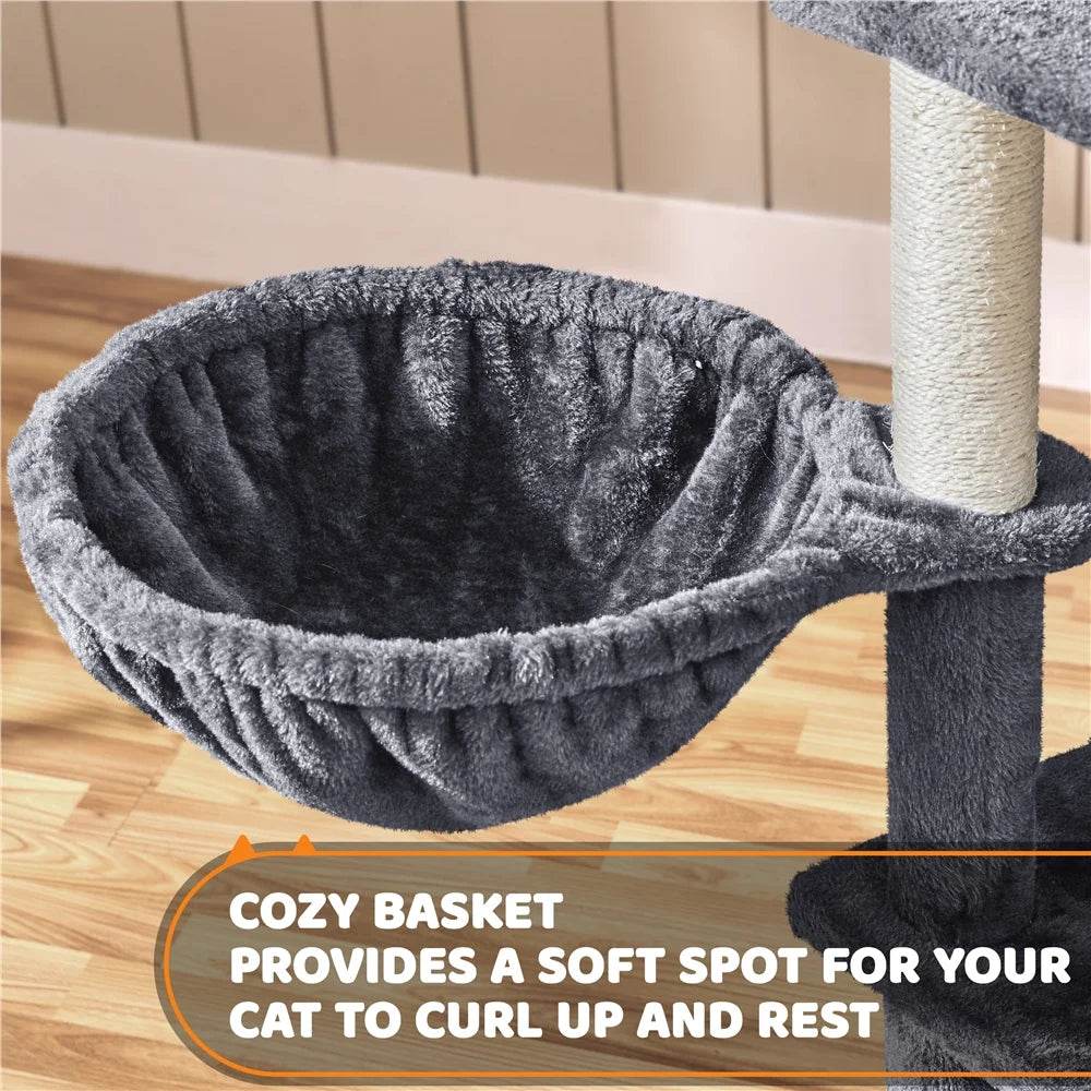 Renwick 69in Large Cat Tree Tower with Condos & Scratching Board - Dark Gray - Image 7
