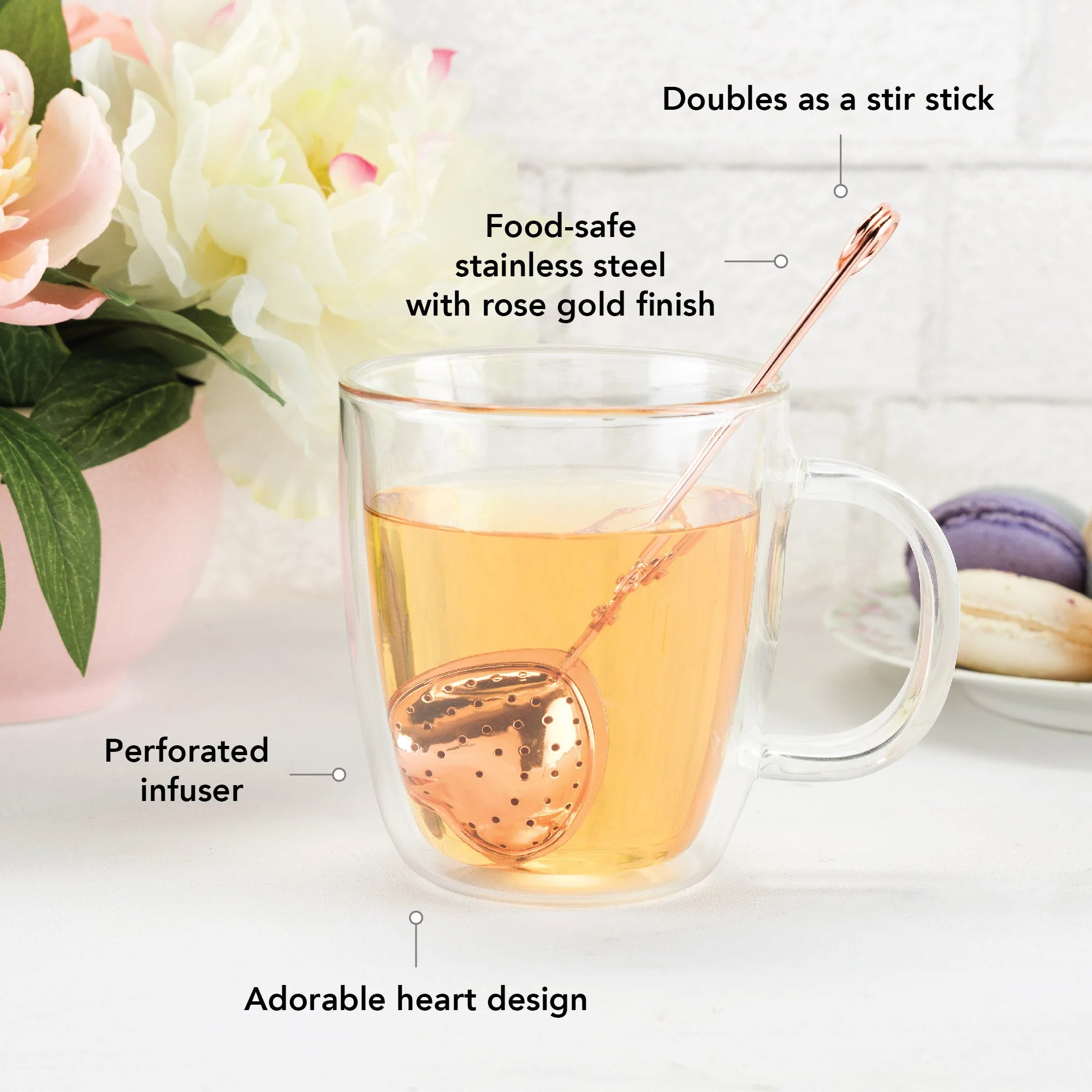 Rose Gold Heart Tea Infuser - Image 5