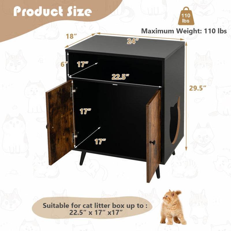 Rustic-Modern Cat Litter Cabinet with Extra Storage - Image 5