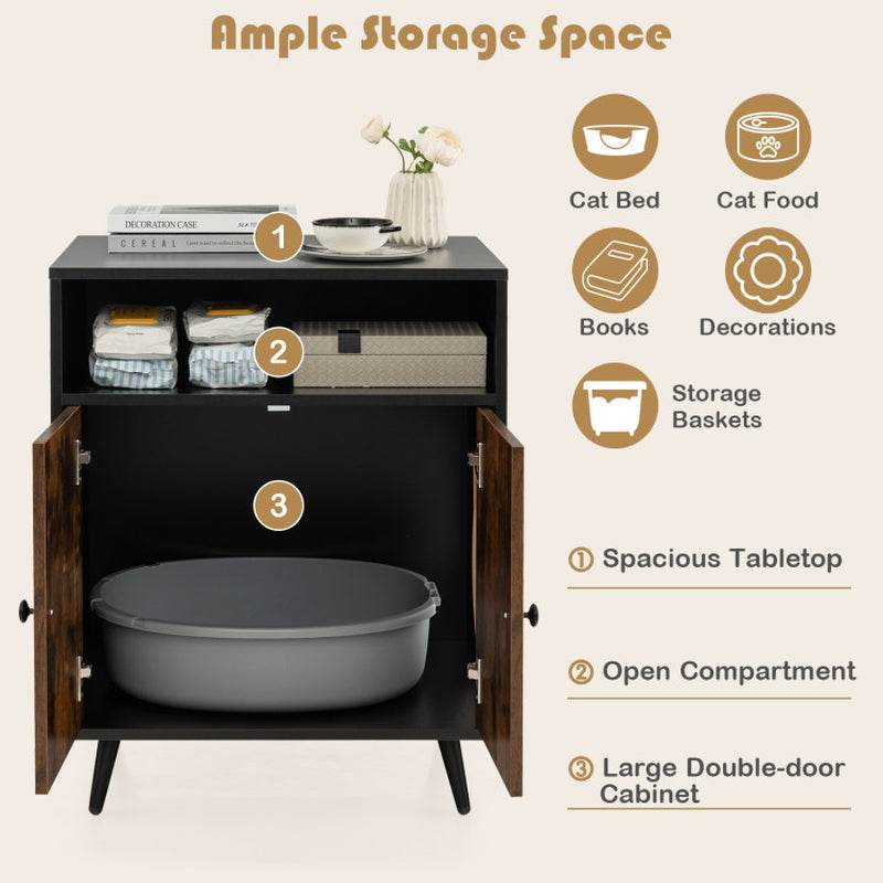 Rustic-Modern Cat Litter Cabinet with Extra Storage - Image 7