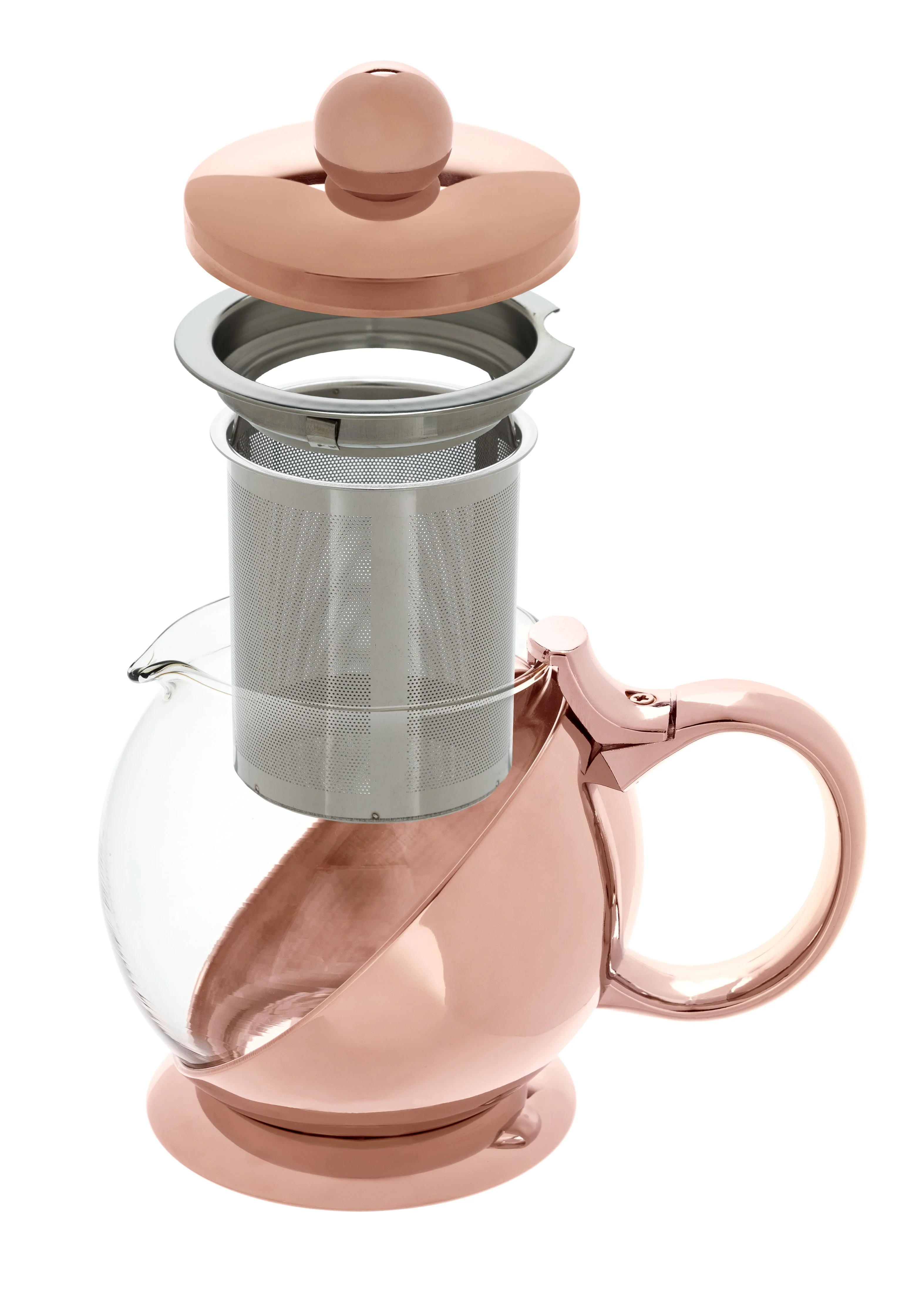 Shelby Glass and Rose Gold Wrapped Teapot - Image 4
