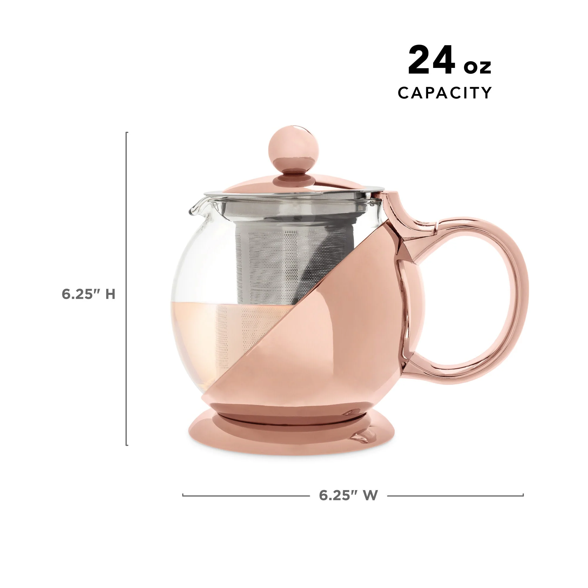 Shelby Glass and Rose Gold Wrapped Teapot - Image 6