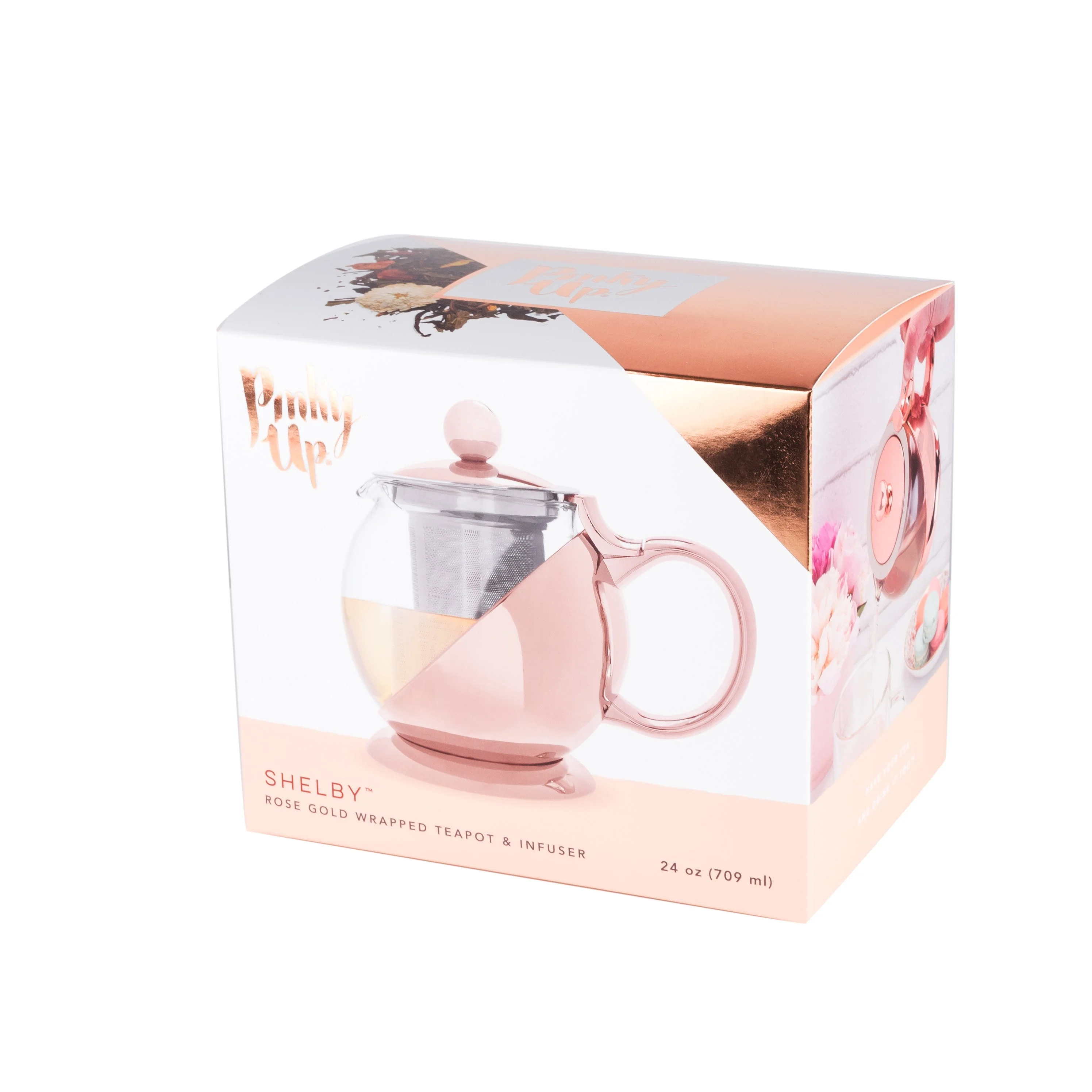 Shelby Glass and Rose Gold Wrapped Teapot - Image 7