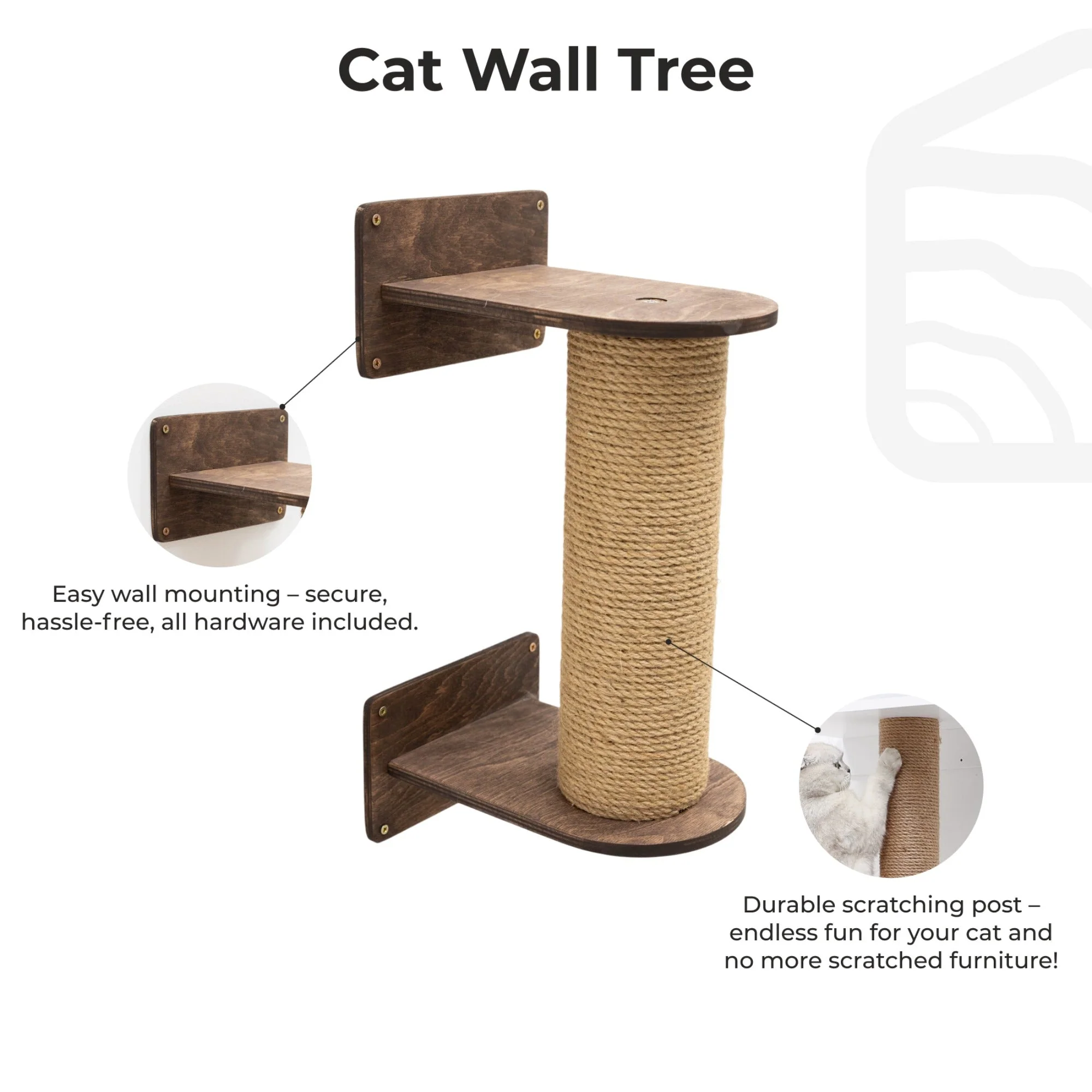 Small Cat Tree – Dark Walnut - Image 6